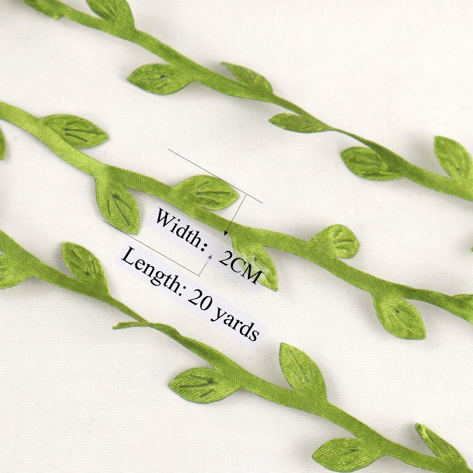 Artificial Ivy Vine -20 Yards Faux Green Leaf Ribbon Roll with Realistic Leav…