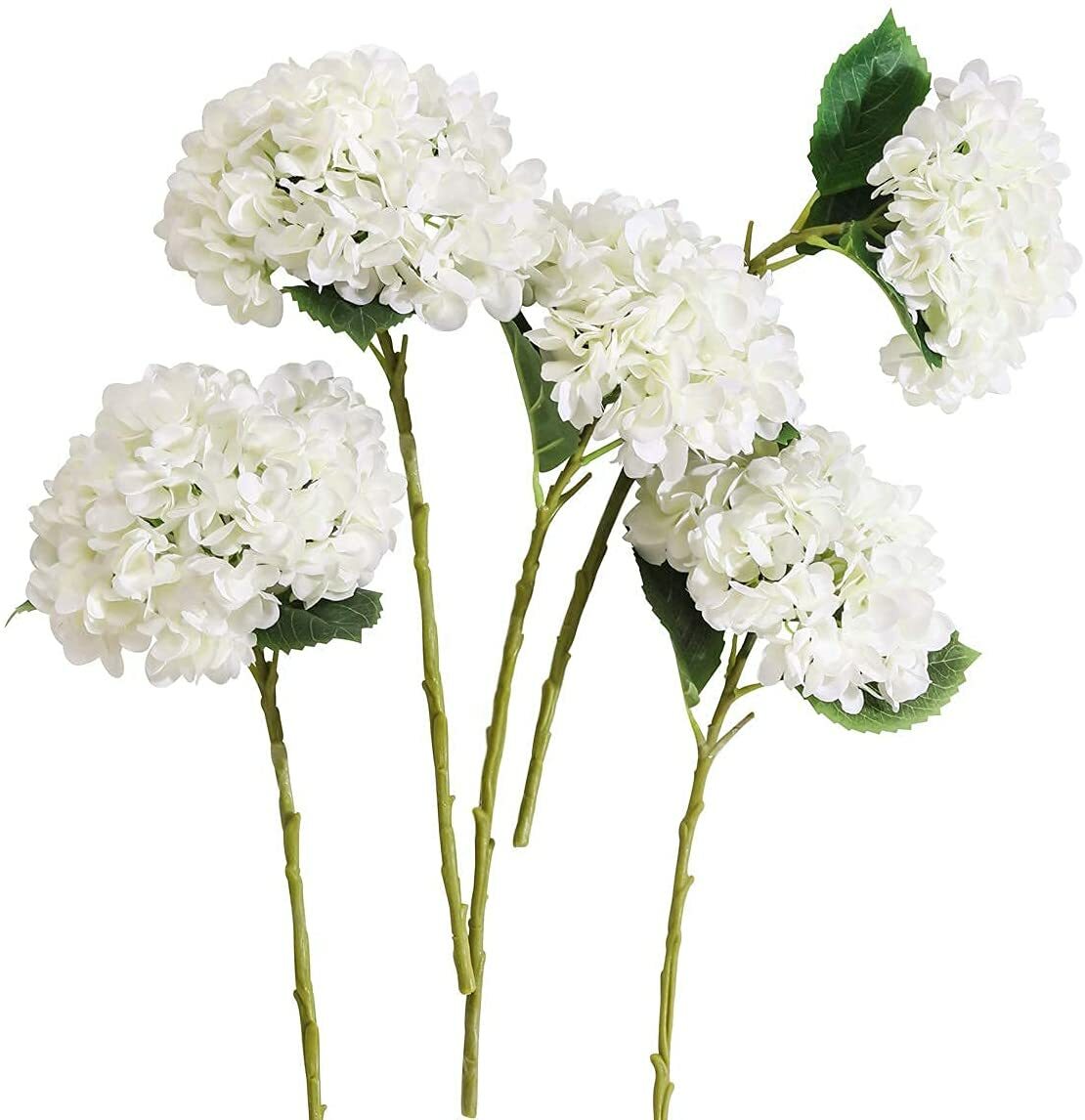 Party Joy 5pcs 15.4In Artificial Hydrangea Silk Flowers Bouquet Faux Hydrangea