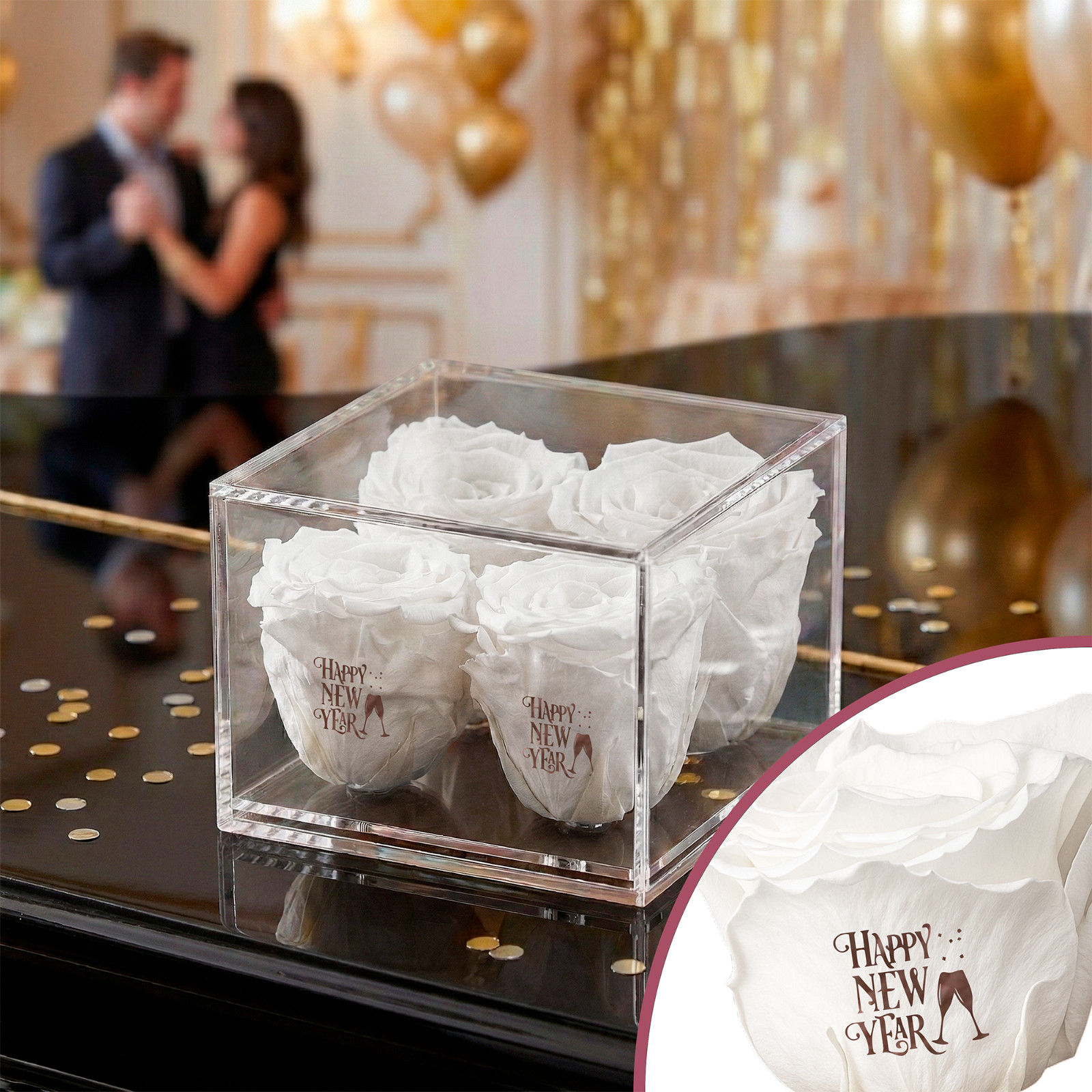 Speaking Roses Preserved Roses in Equoria V4 Display | “Happy New Year” Message