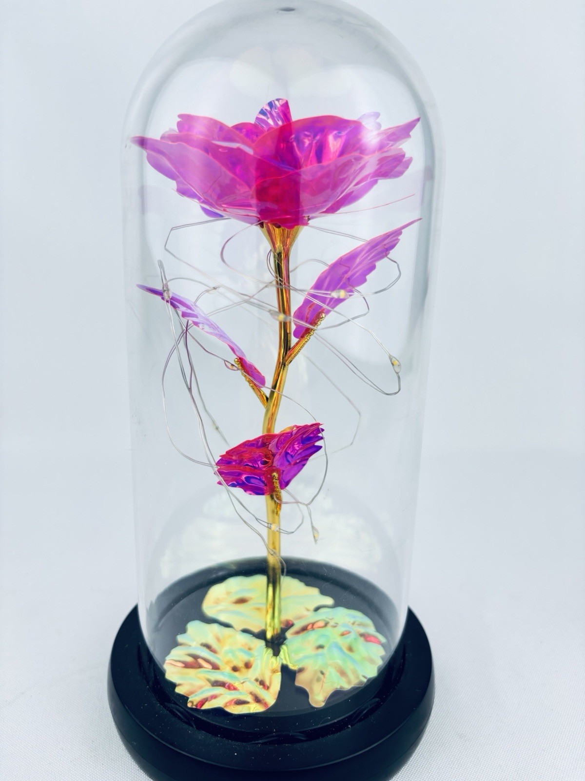 Enchanted Forever Rose Flower In Dome Glass LED Night Light Anniversaries Gift