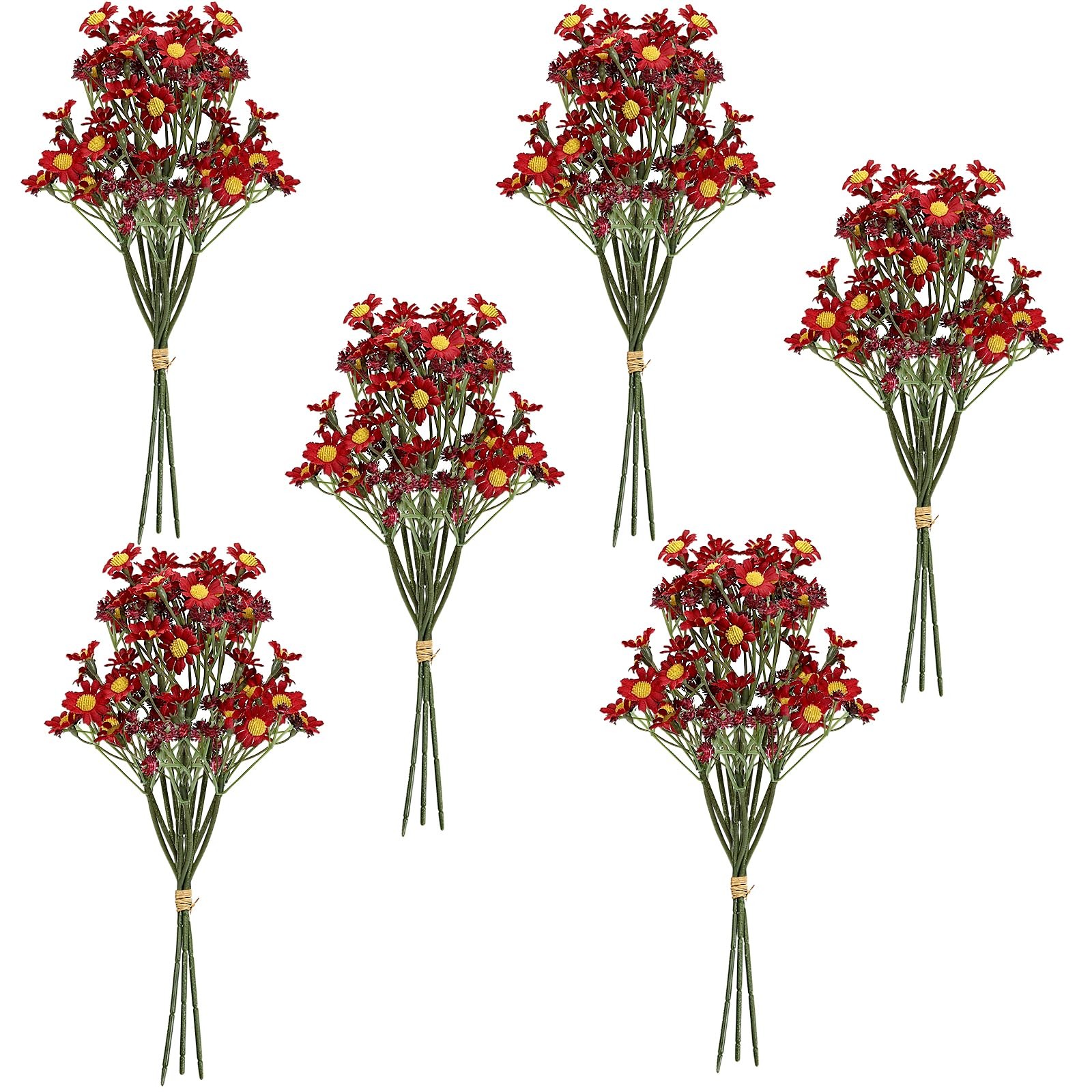 Small Daisy Flowers Artificial Wildflowers Chamomile Red 18 Pcs