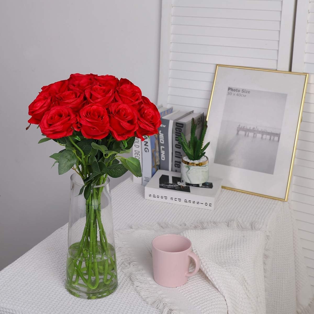10-Piece Artificial Red Roses – Luxurious Silk Flowers for Weddings & Gifts