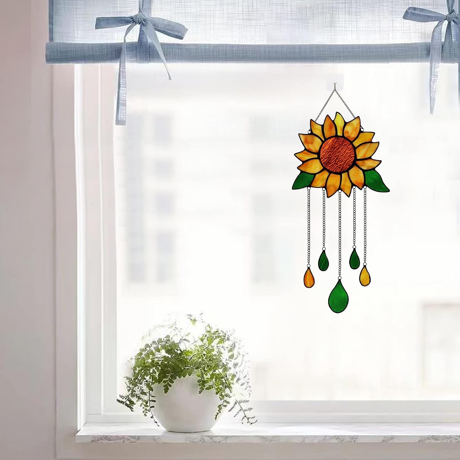 Sunflower Stained Glass Window Hanging