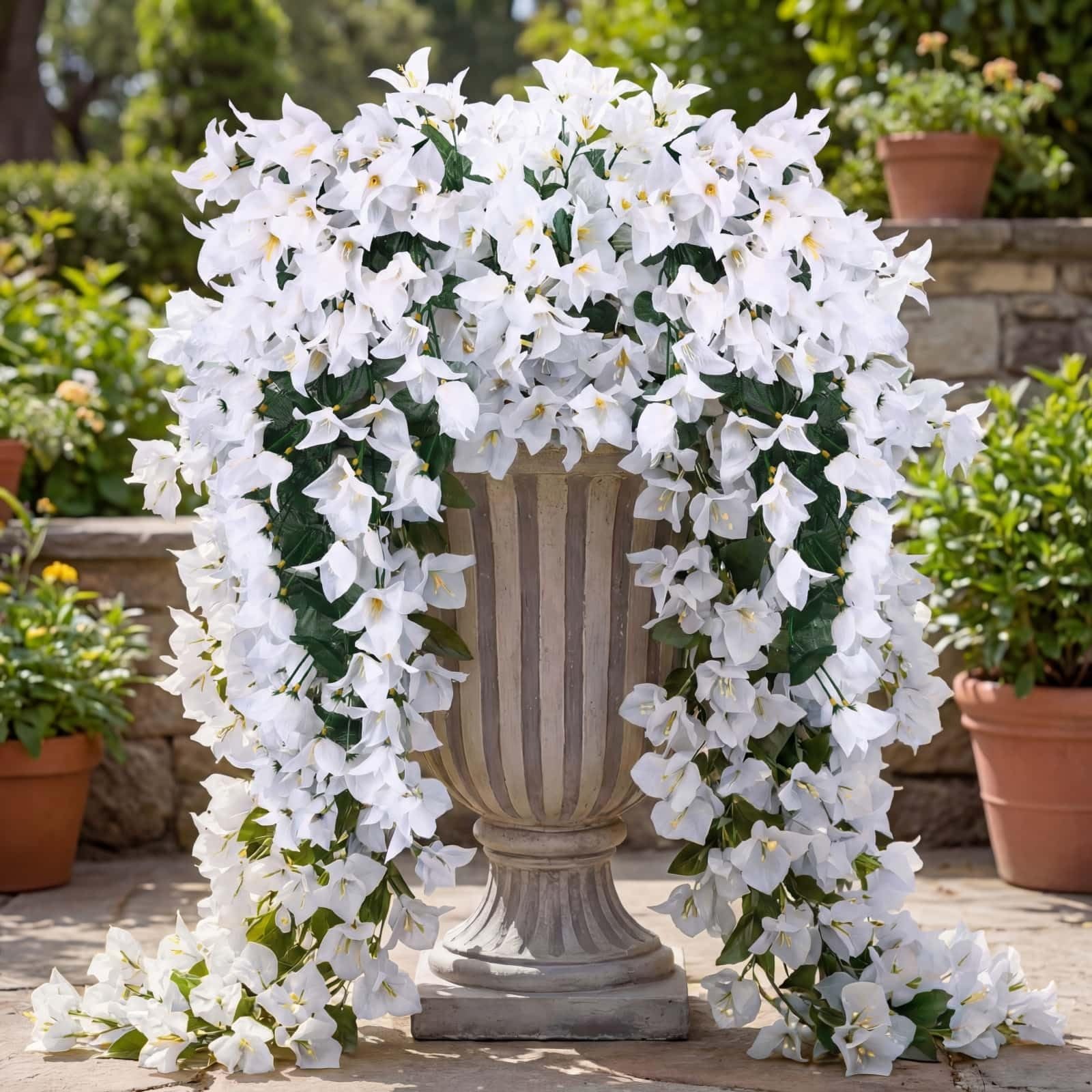 6 Pcs Artificial Bougainvillea Flowers for Outdoor Decor, White