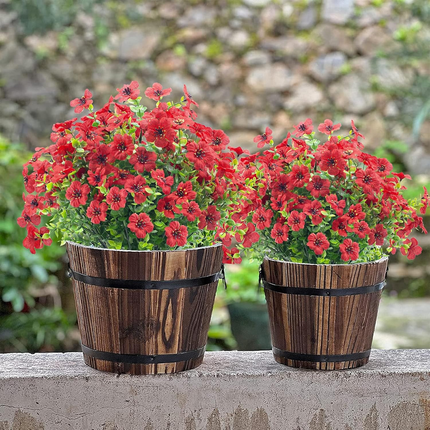 20 Bundles UV Resistant Red Fake Flowers for Indoor & Outdoor Decor