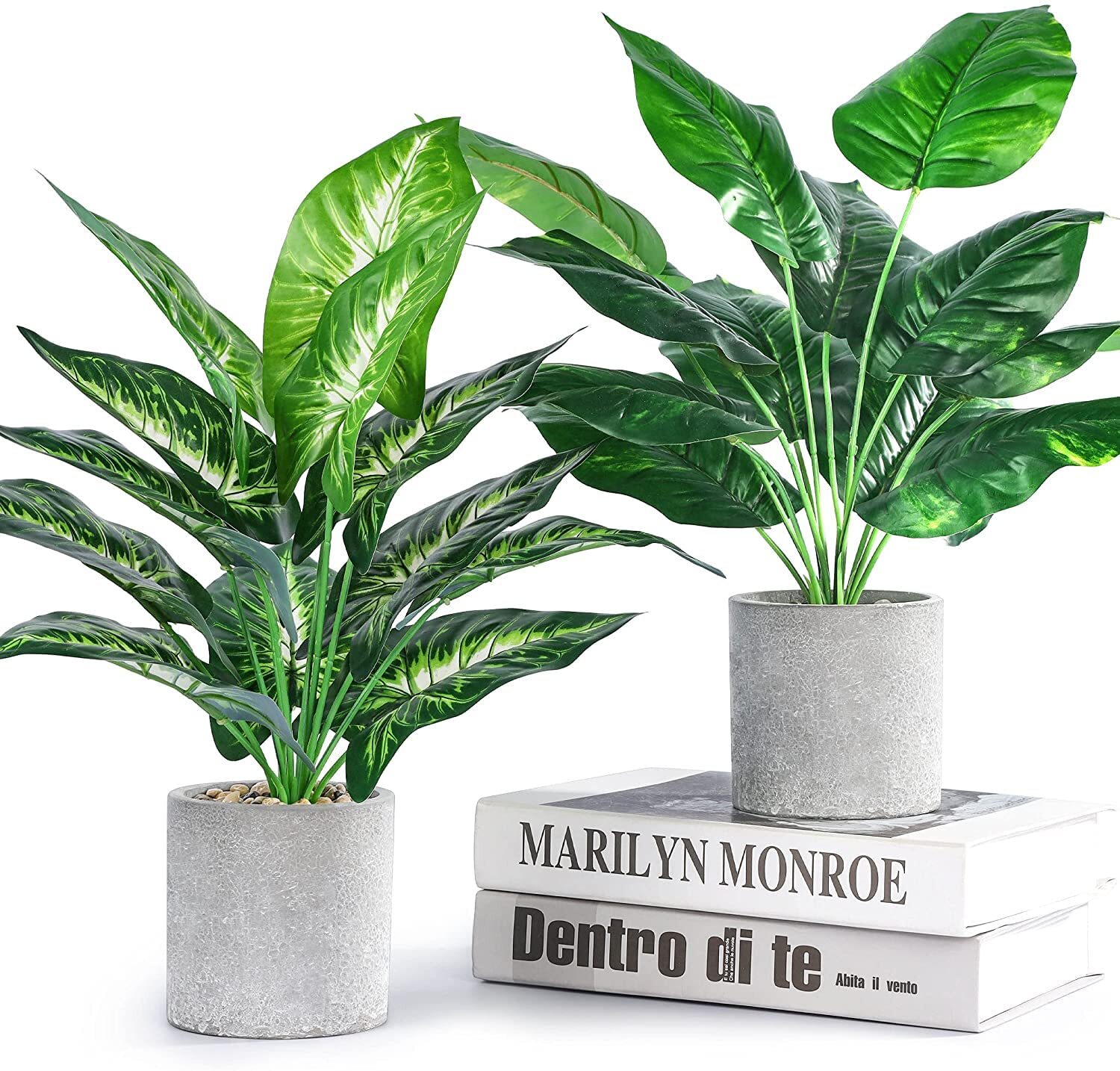 2Pcs 16″ Small Fake Potted Plants Indoor Decor for Office Desk Kitchen