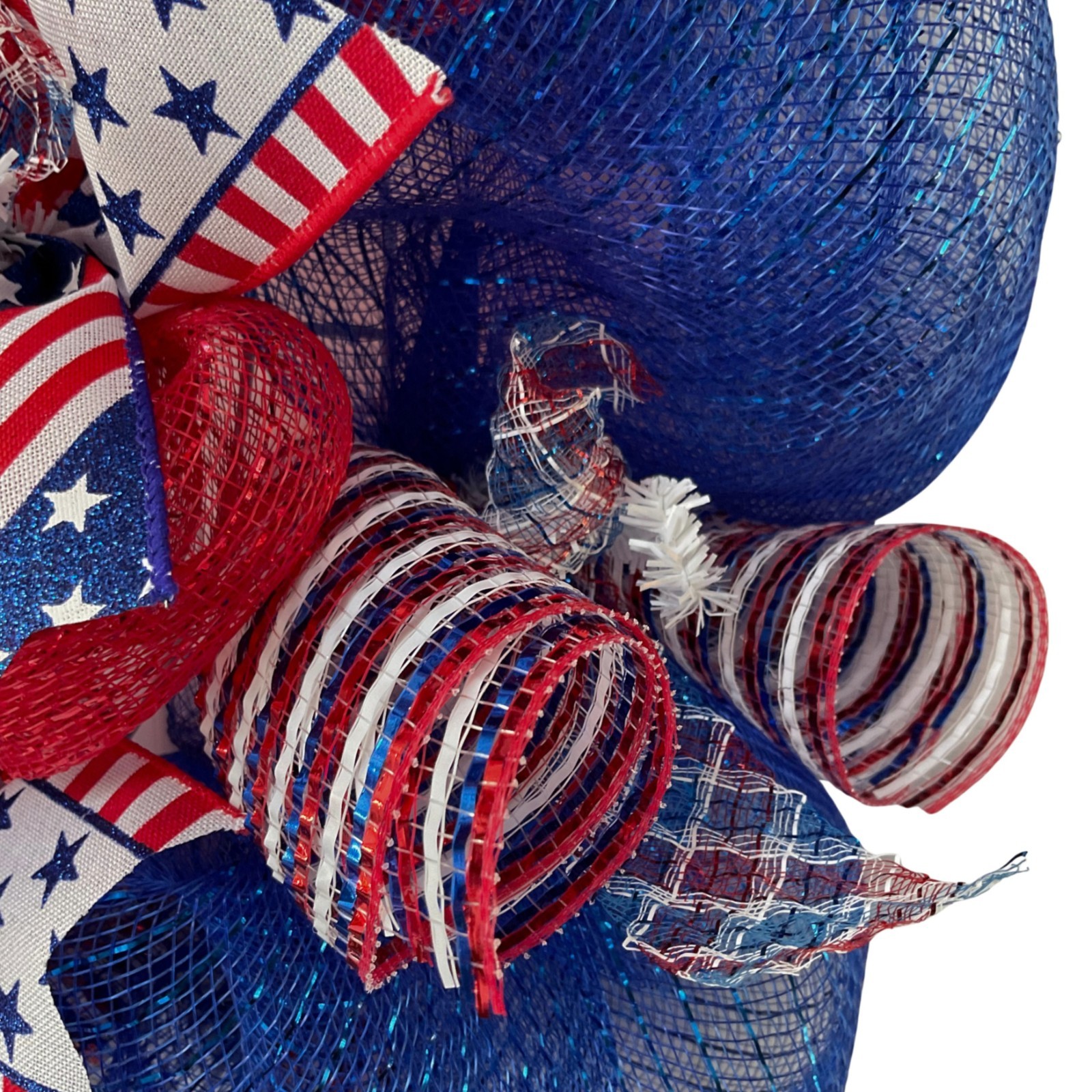 Happy Juneteenth Red White and Blue Handmade Deco Mesh Wreath