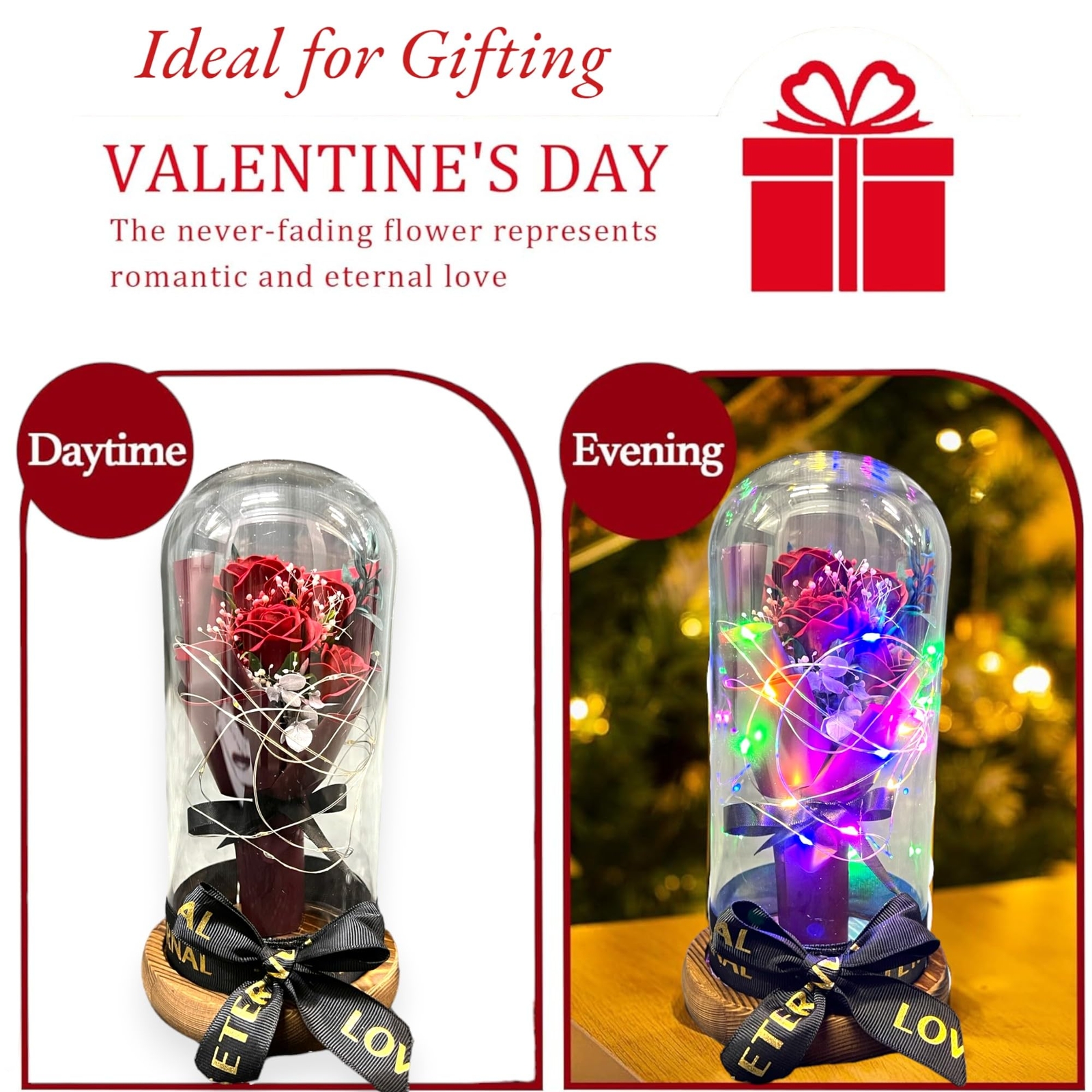 SINT Preserved Rose Gifts for Women Forever Real Rose in Glass Dome Rose Flow…