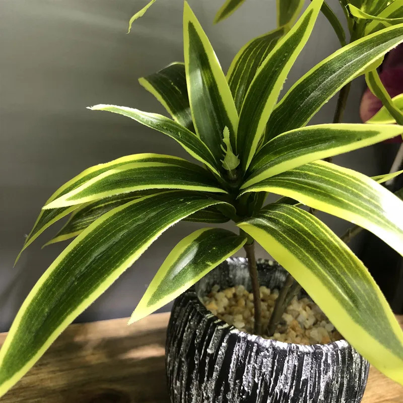 36cm 3 Heads Artificial Palm Tree Plastic Bamboo Branch Tropical Potted