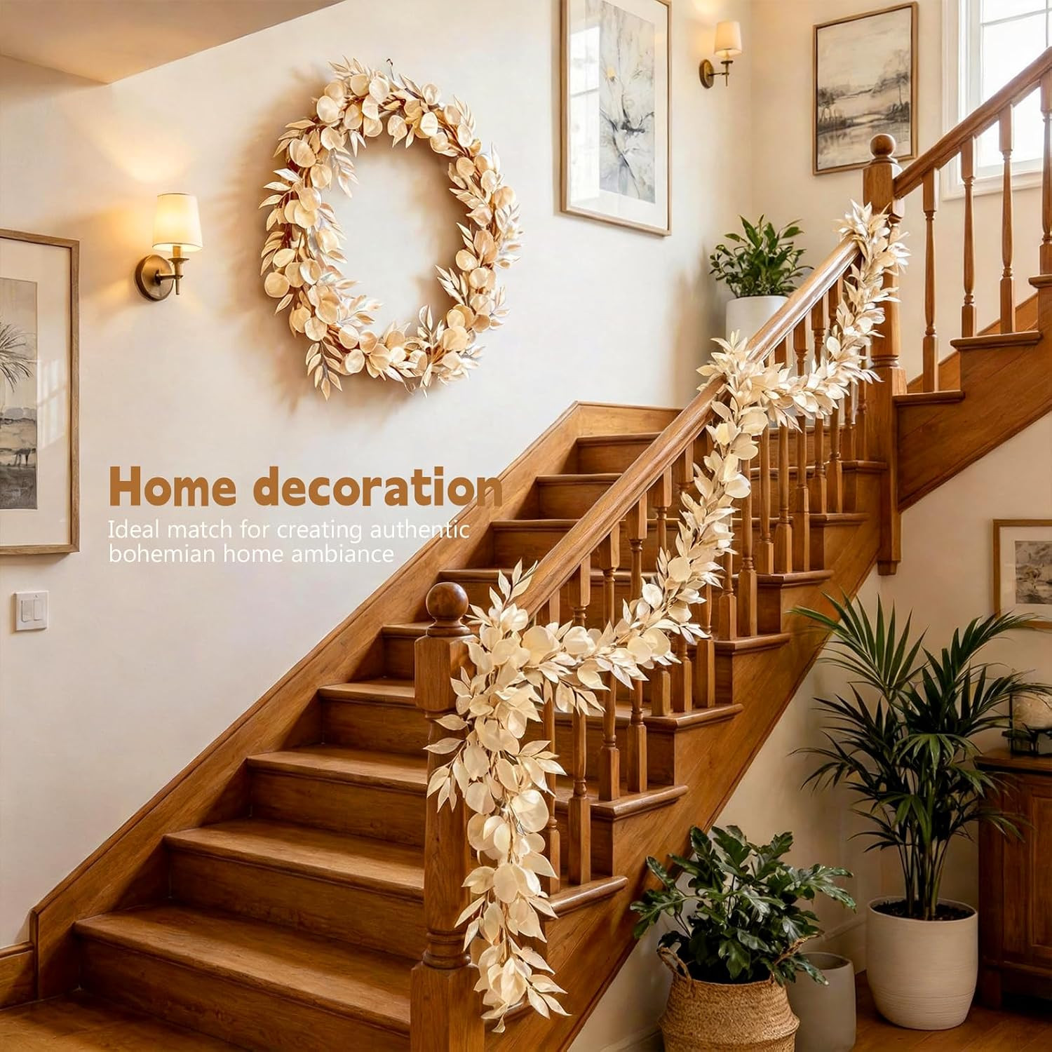 6.5Ft Eucalyptus Greenery Garland for Rustic Wedding, Home, and Party Decor…
