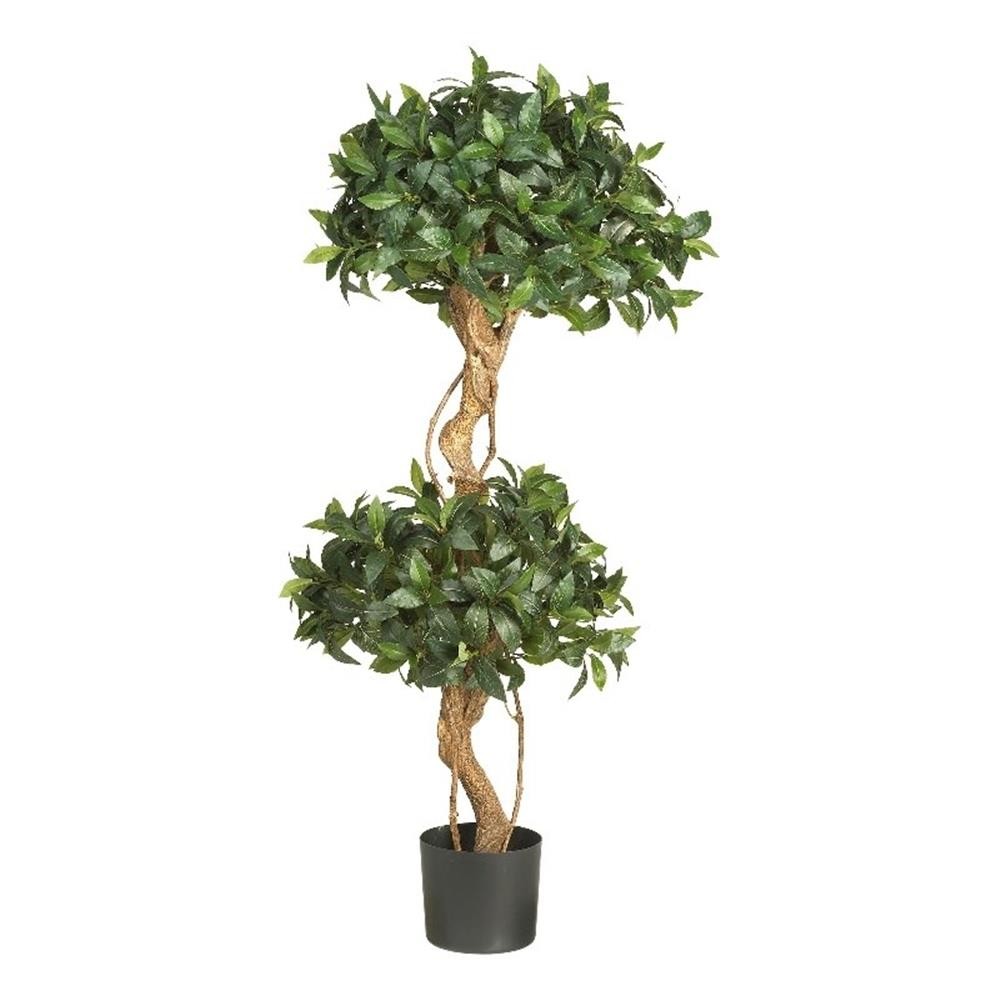 Nearly Natural 48″ Sweet Bay Double Ball Topiary Silk Tree in Green/Black