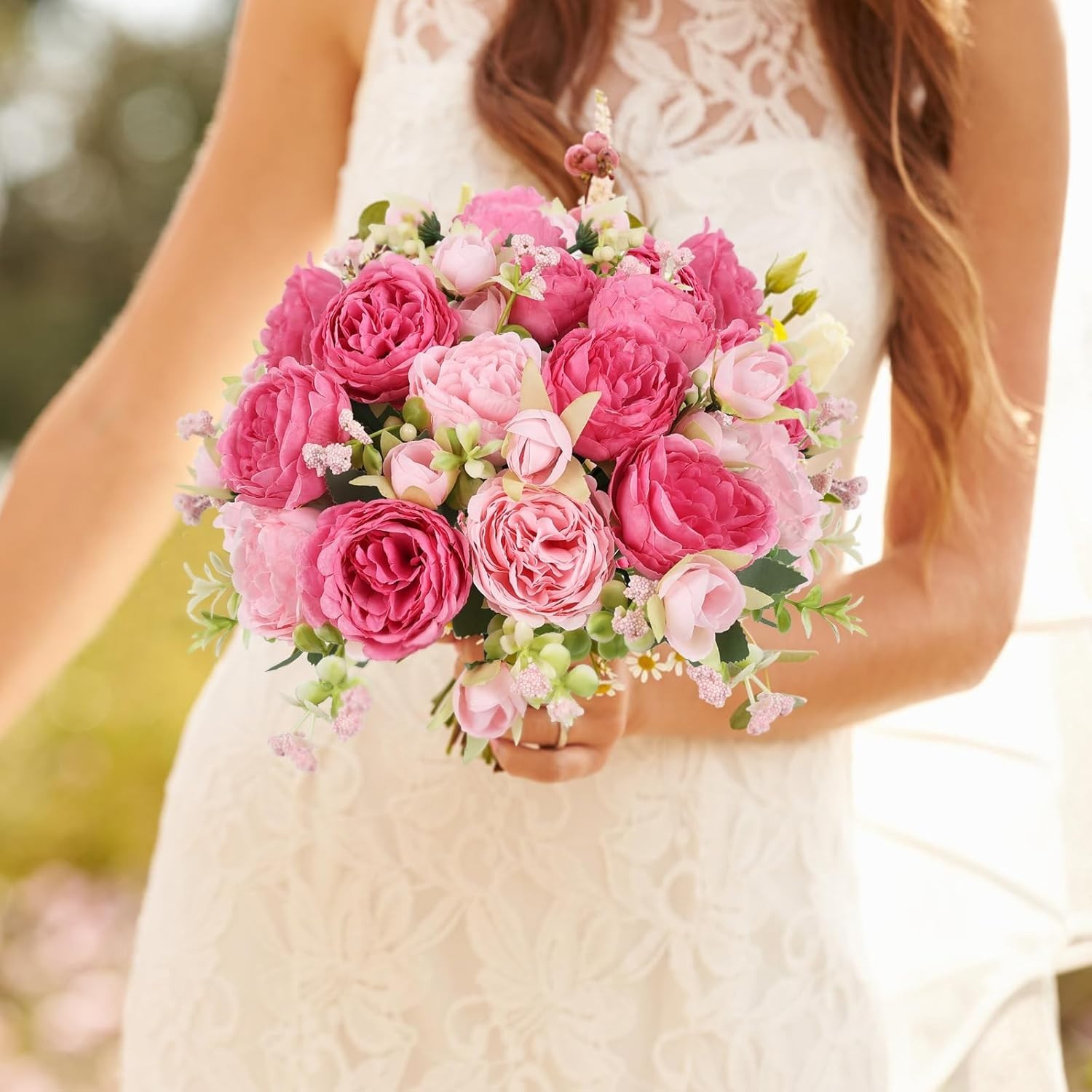 Artificial Flowers 2 Bundles Pink Artificial Peonies Fake Peony Bulk Silk Flo…