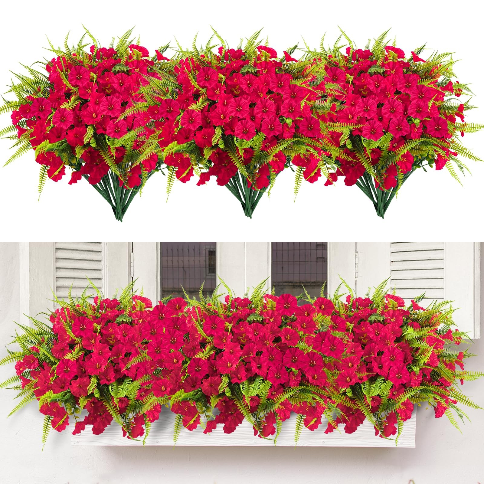 Artificial Flowers for Outdoors 12 Bundles Artificial Petunias Fake Flowers U…