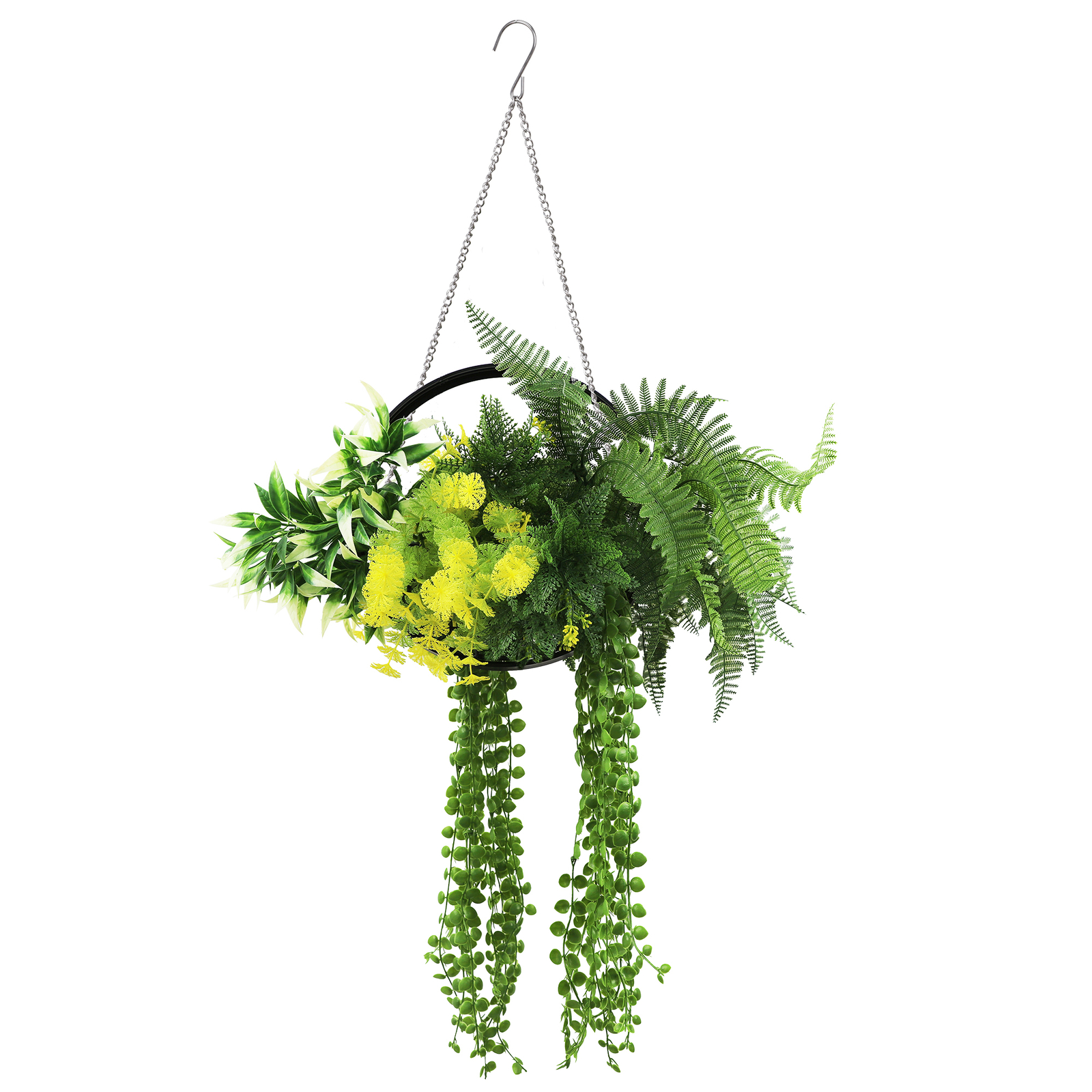 Artificial Hanging Plants Greenery w/ Black Frame For Wedding Home Office Decor