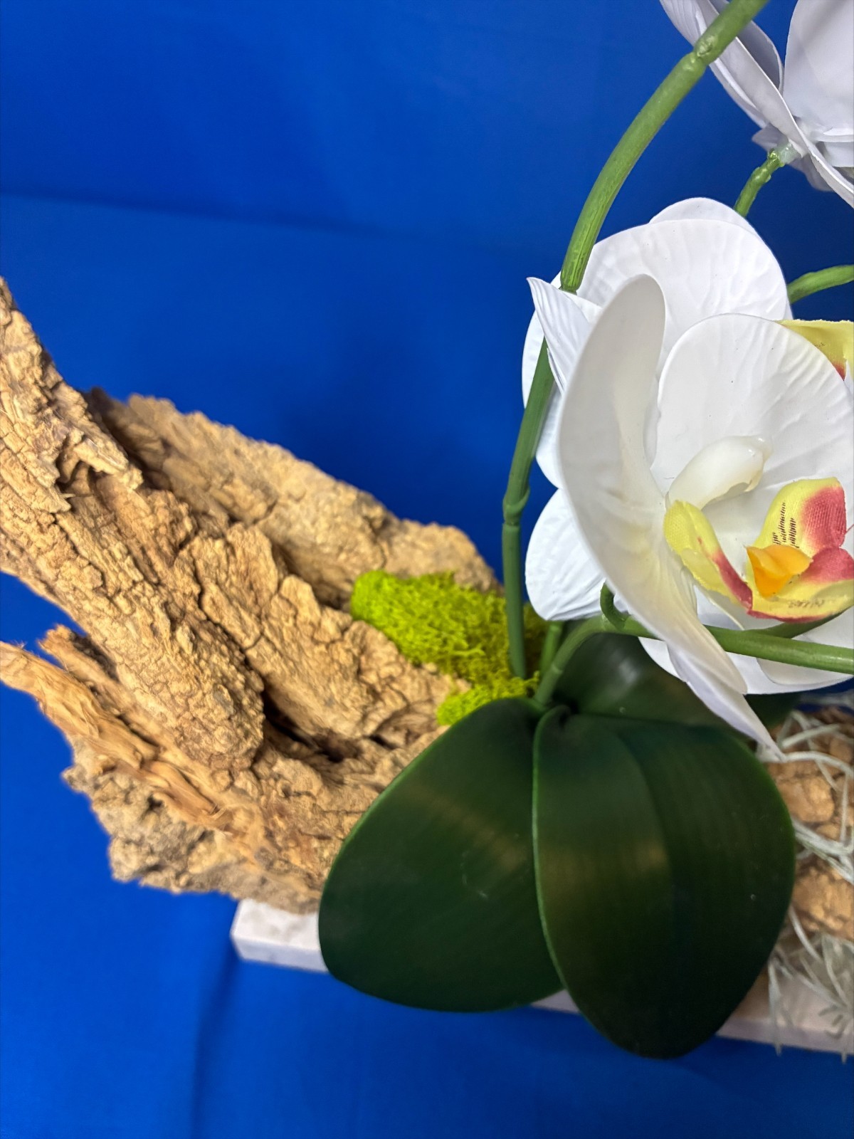 Orchid Marble Base Natural Bark Handmade USA