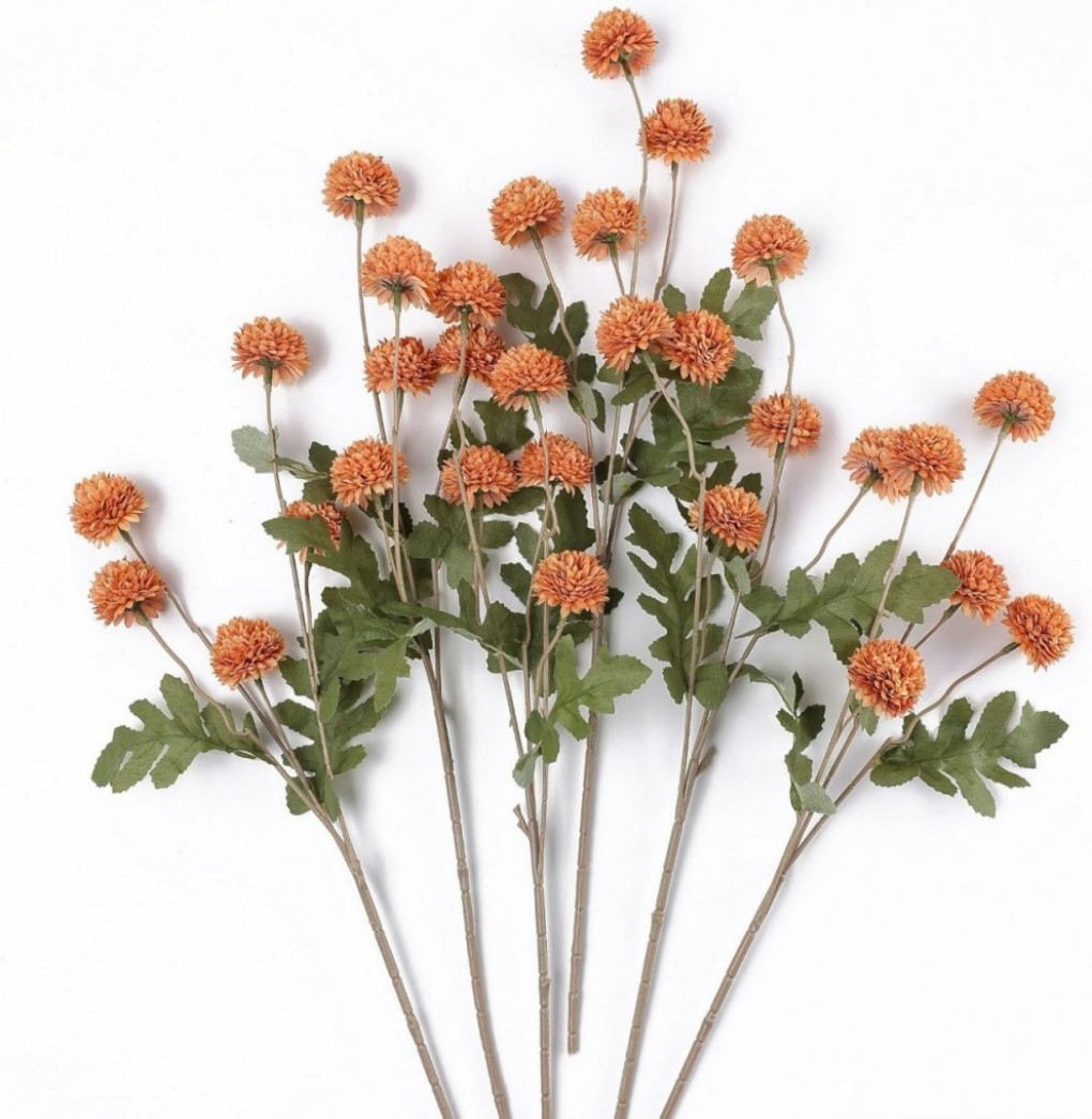 10 Pcs Artificial Dandelion Flowers(1 Pcs 5 Flower Buds) Orange Color Ornaments