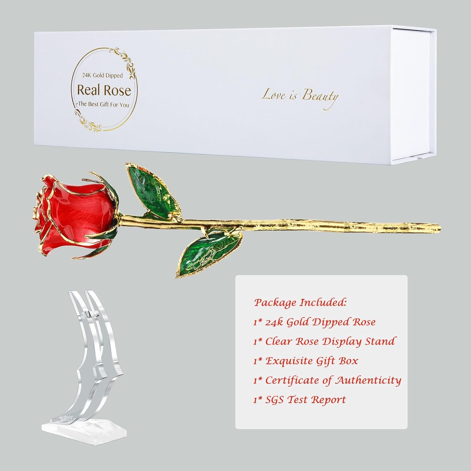 Romantic Rose gift for her,Eternity Gold Rose Flower 24k Gold Dipped Rose and…