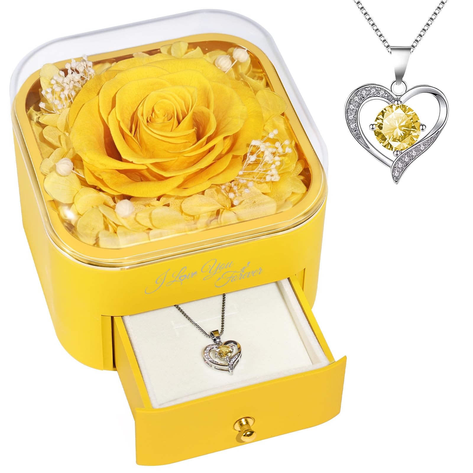 Gifts for Preserved Real Rose with Necklace Eternal Roses Forever Flowers for…