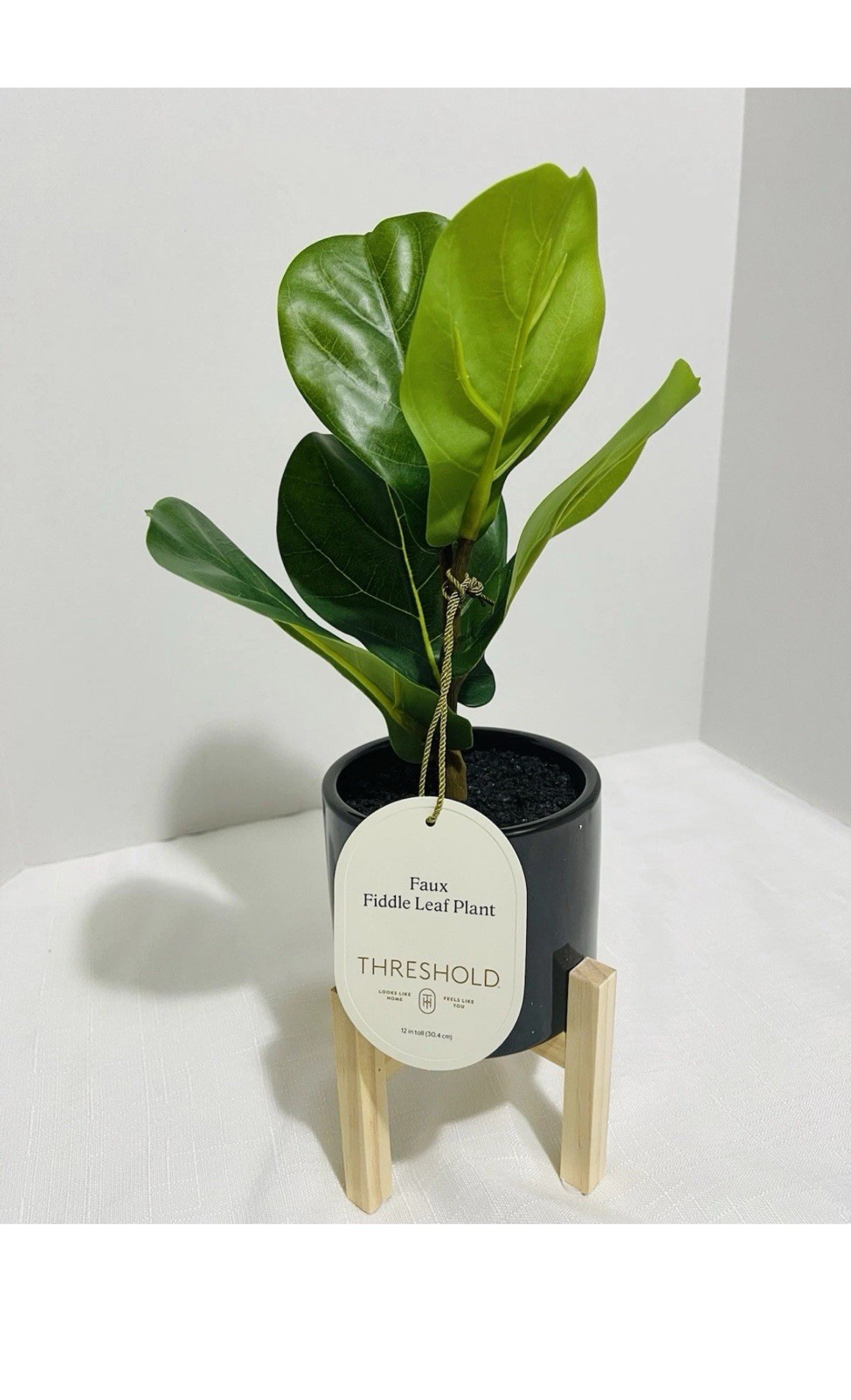 Threshold Artificial Faux Fiddle Leaf Plant in Pot Plant w/stand for Home Decor