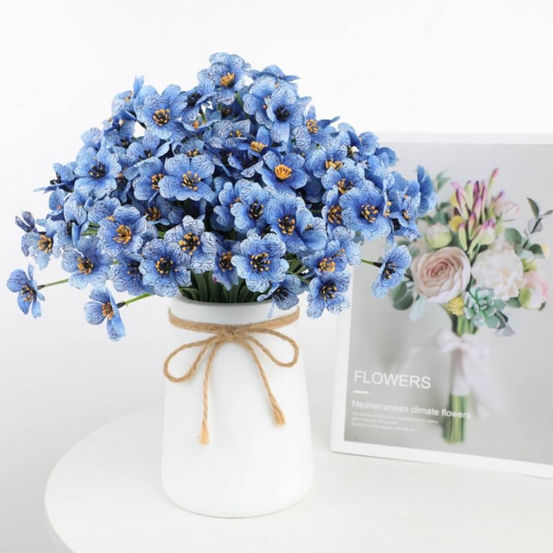 12 Bundles Blue Artificial Flowers Outdoor,UV Resistant Fake Flowers No Fade …