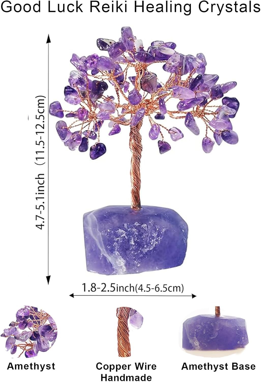 Tree of Life Healing Crystal Trees for Home Decor, Purple