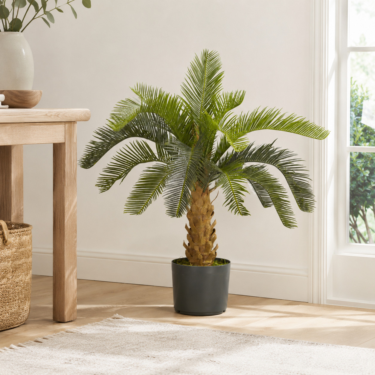 28″ Plastic Cycas (Foam Trunk) Tree w/16 Lvs