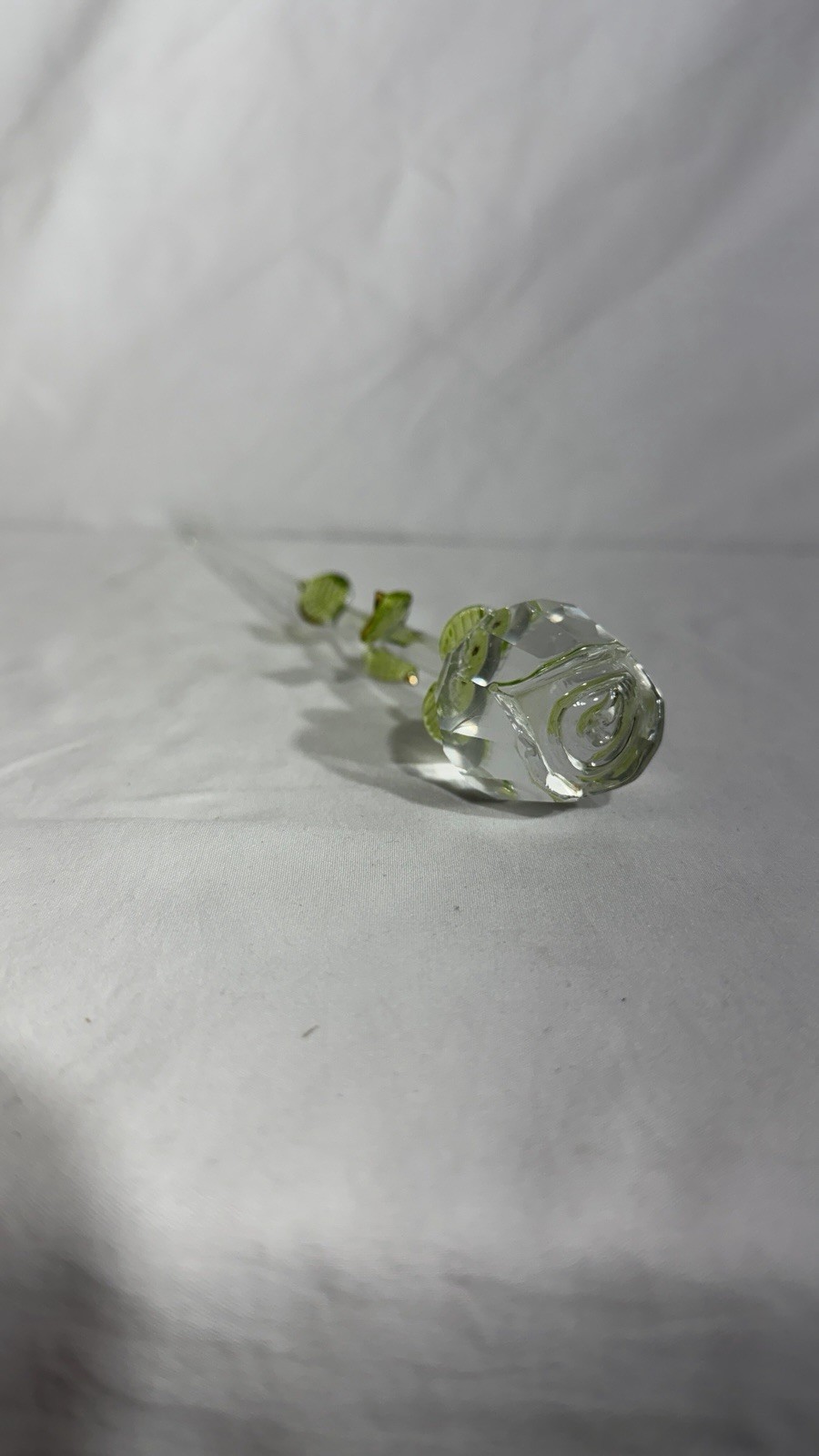 Artificial Glass Rose Flower Stem with Green Leaves Decorative Art 13in