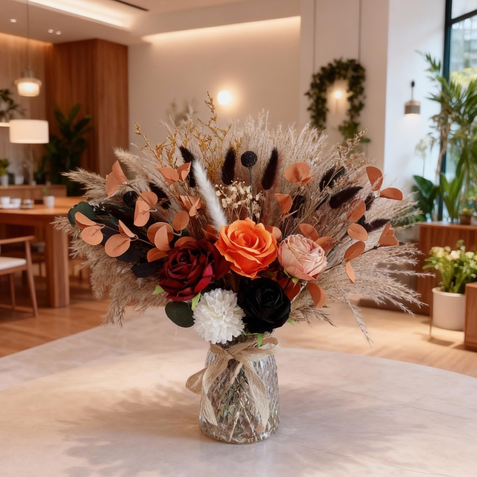 Vase with Artificial Flower Arrangemets Centerpieces for Dining Table Decorat…