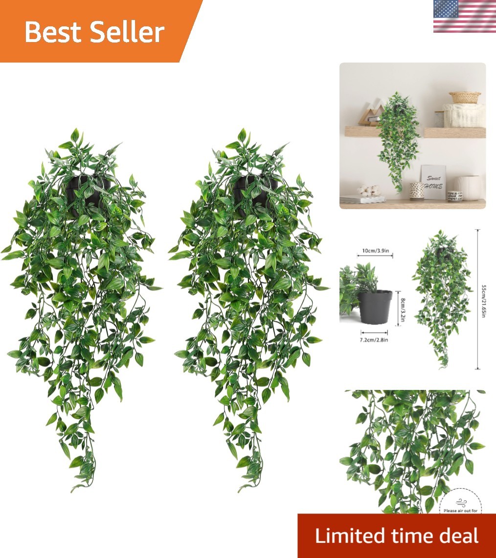 Waterproof Faux Hanging Plants – 2 Pack for Stylish Home and Office Decor