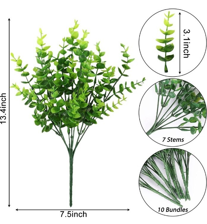 Whonline 10 Pack Boxwood Stems Artificial Flowers for Outdoors Bright Green P…