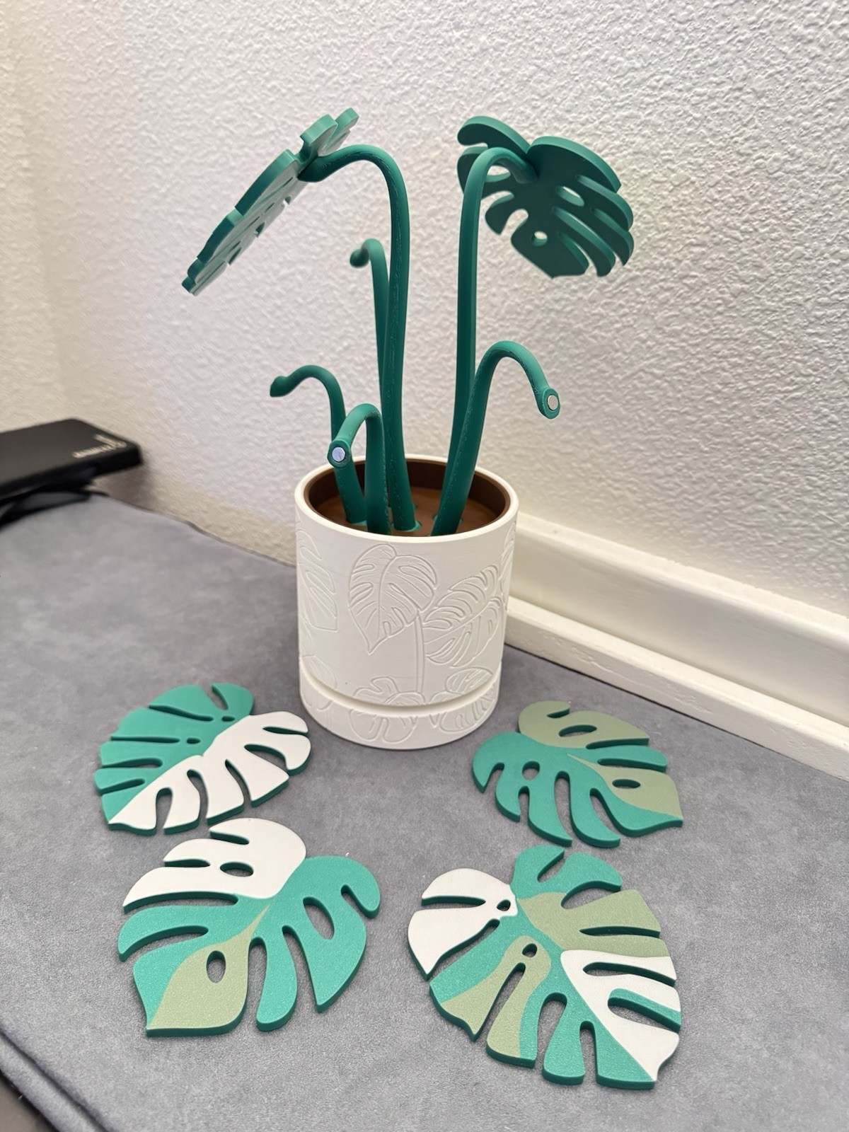 3D Printed- Monstera Coasters Plant with Pot
