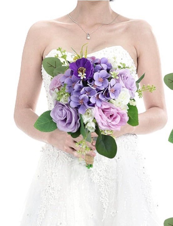 Wedding Bouquet Bride Bridal Bridesmaid Centerpiece Artificial Flowers Lilac
