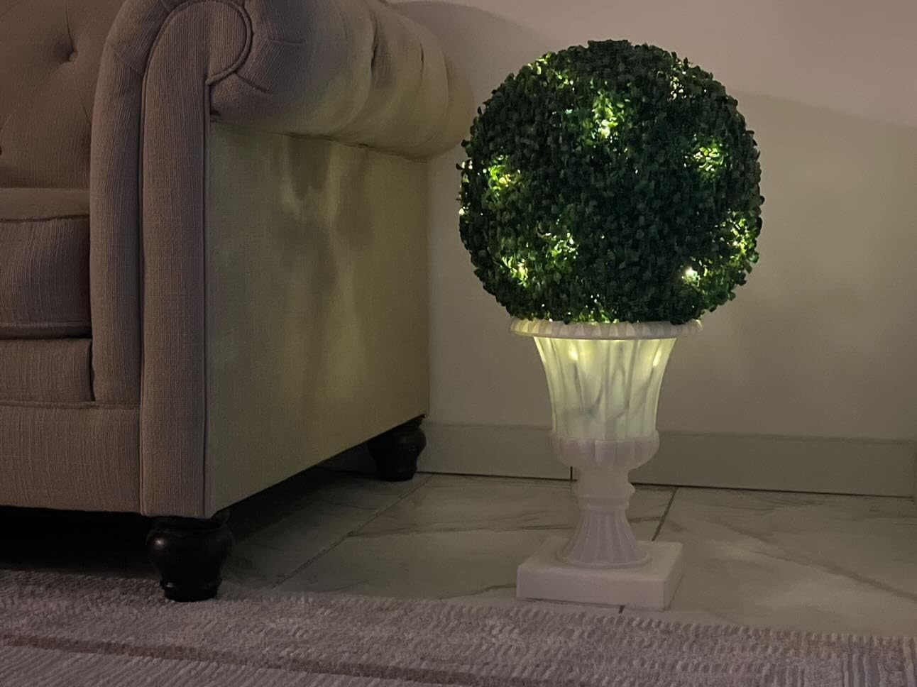 16″ Pre-Lit Artificial Plant with Lights Timer Remote Control Outdoor Ball Tree