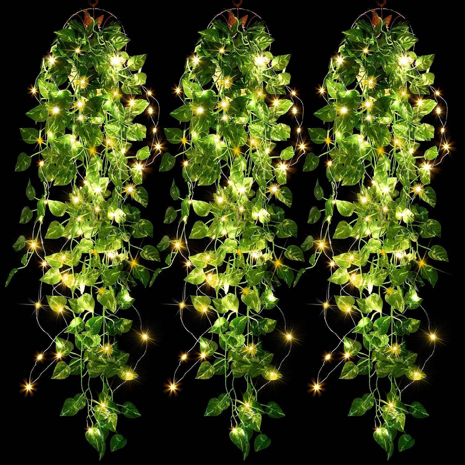 3 Packs LED Artificial Hanging Plants, 3.6 Ft Fake Hanging Plant, Ivy Vine Fake