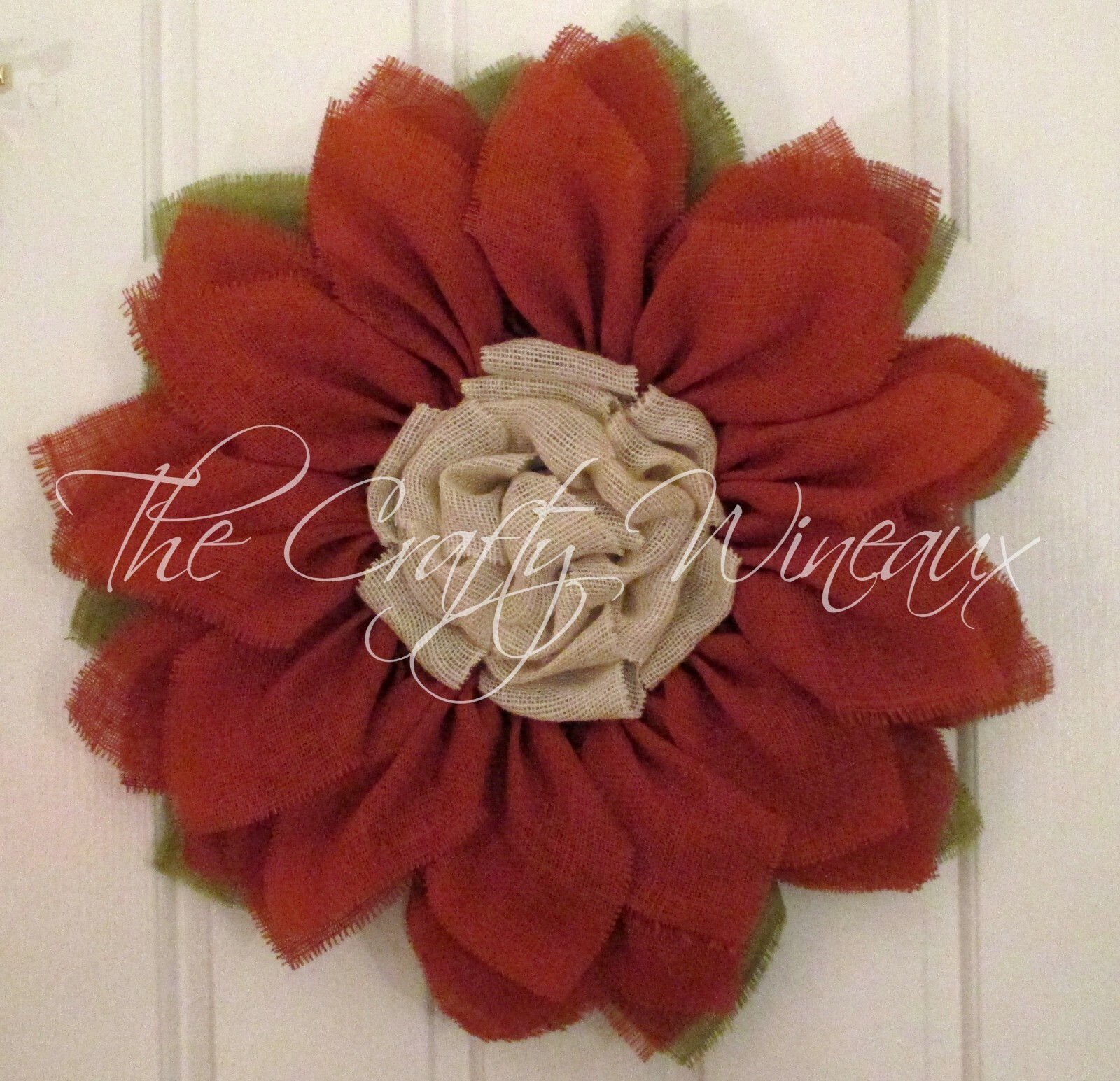 The Crafty Wineaux – Large 25″ Burnt Sienna Burlap Sunflower Wreath