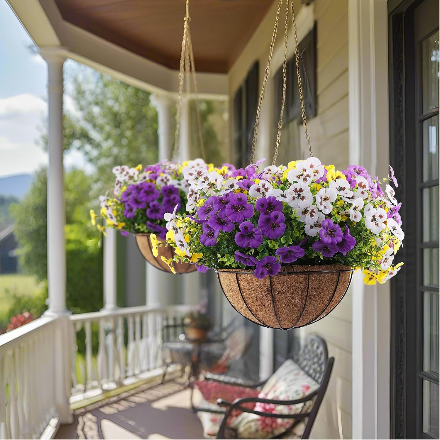 18 Pcs Artificial Fake Pansy Flowers for Outdoor, Faux Silk Pansies Spring