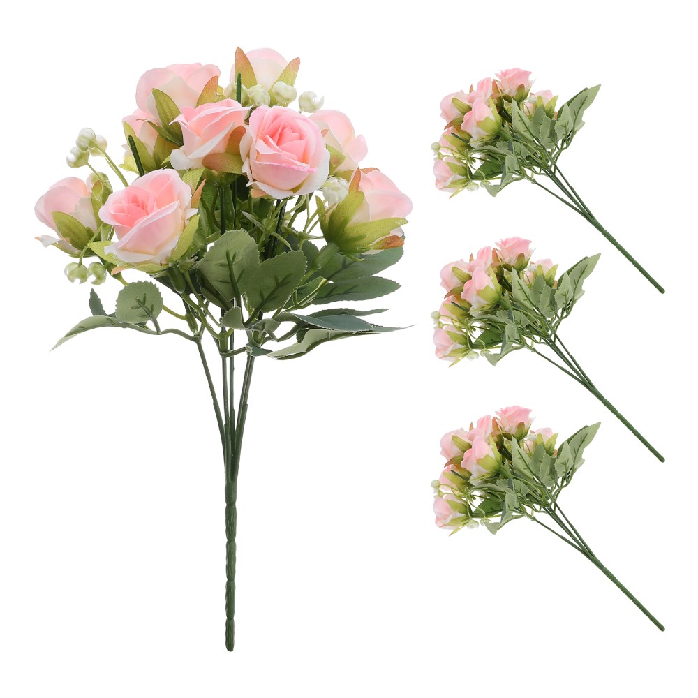 4 Pcs Flower Roses Bouquet Artifical Flowers Eternal Fake