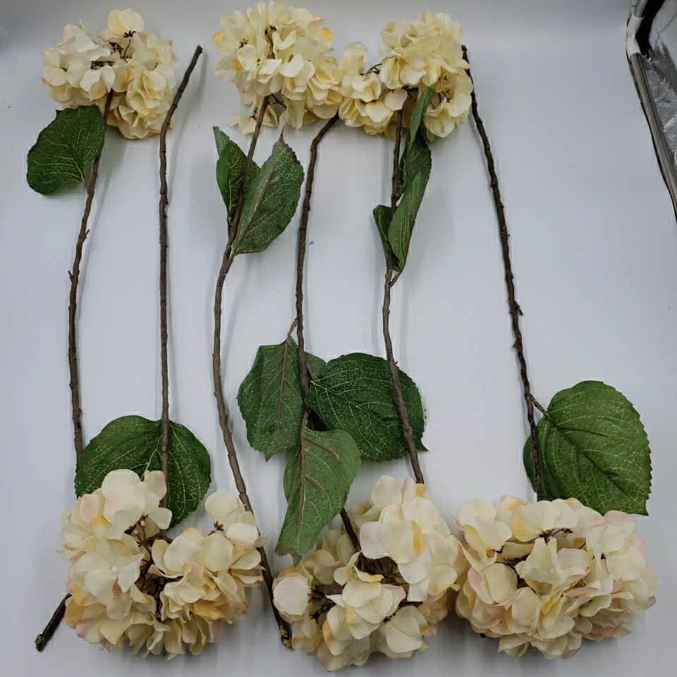 Large Faux Hydrangea Long Stem 27″ Artificial Flowers Realistic Floral Pick 6 PC