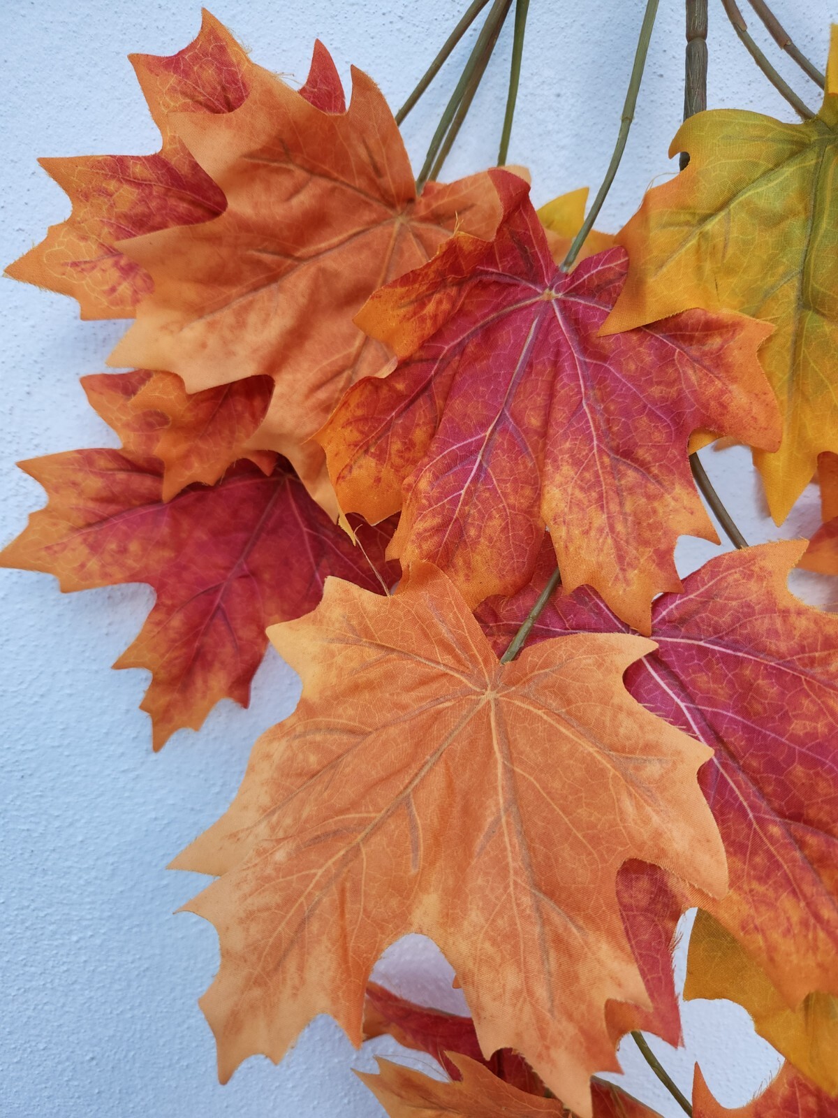 Artificial Fall Leaves Branch Fake Fall Leaves Stems Plants 6 Pieces