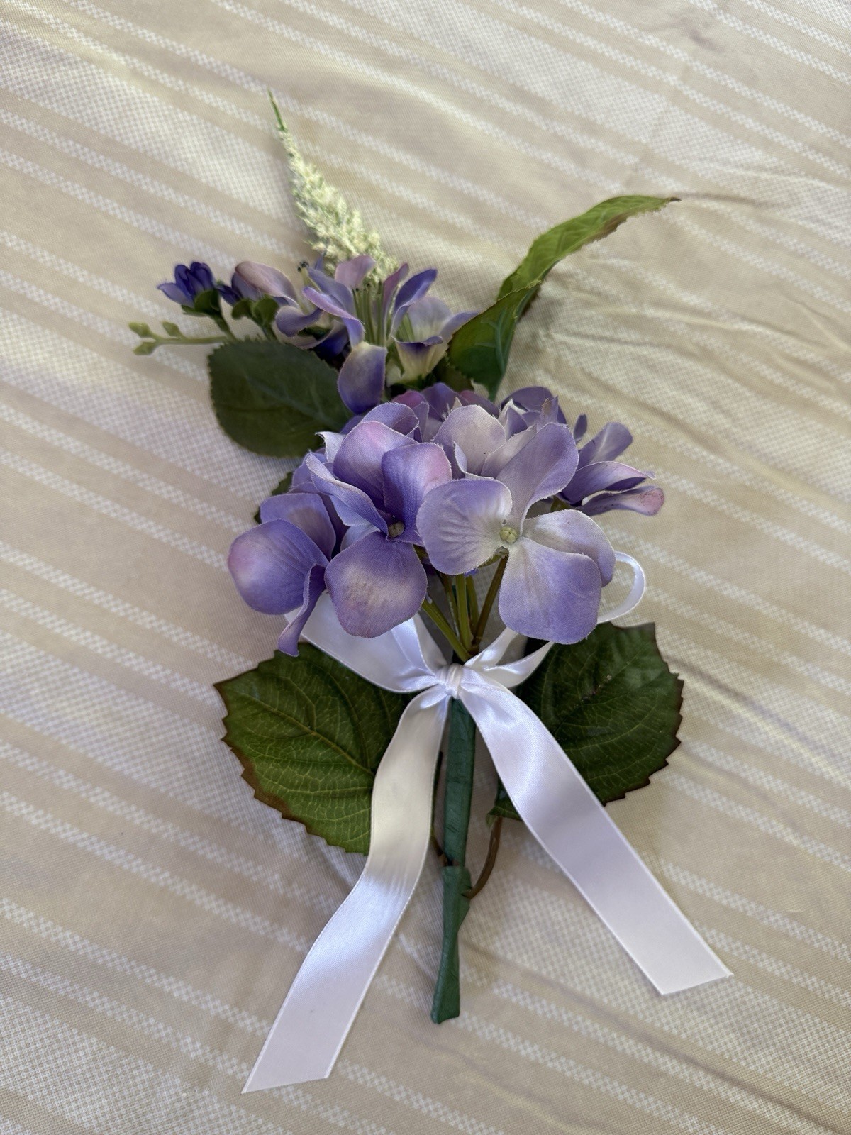 Purple Lavender Artificial Flower Flowers Bouquet Gift Wrap Decor White Ribbon