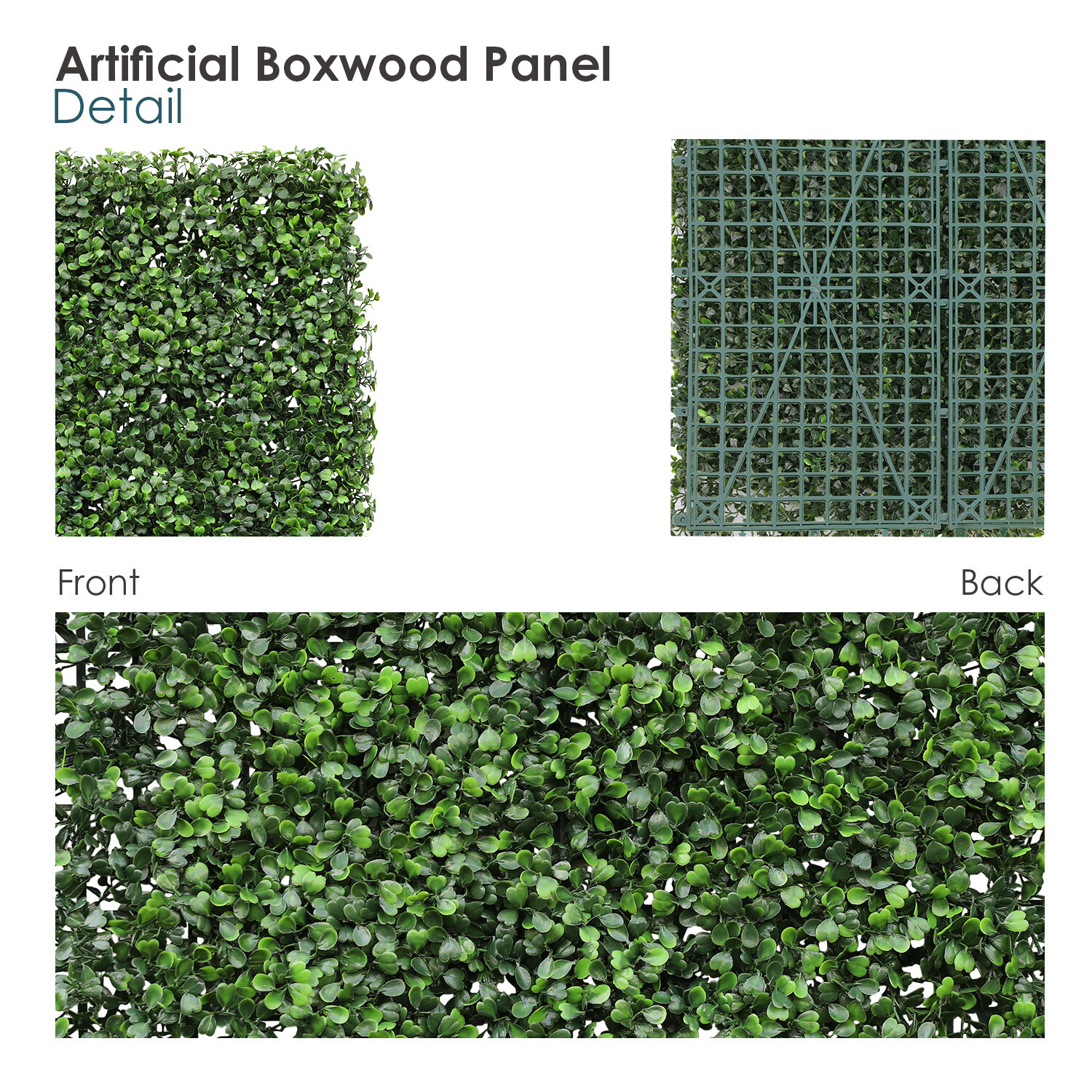 20×20” Artificial Boxwood w/ Cover Back Mat Wall Hedge Decor Fence Panel Grass