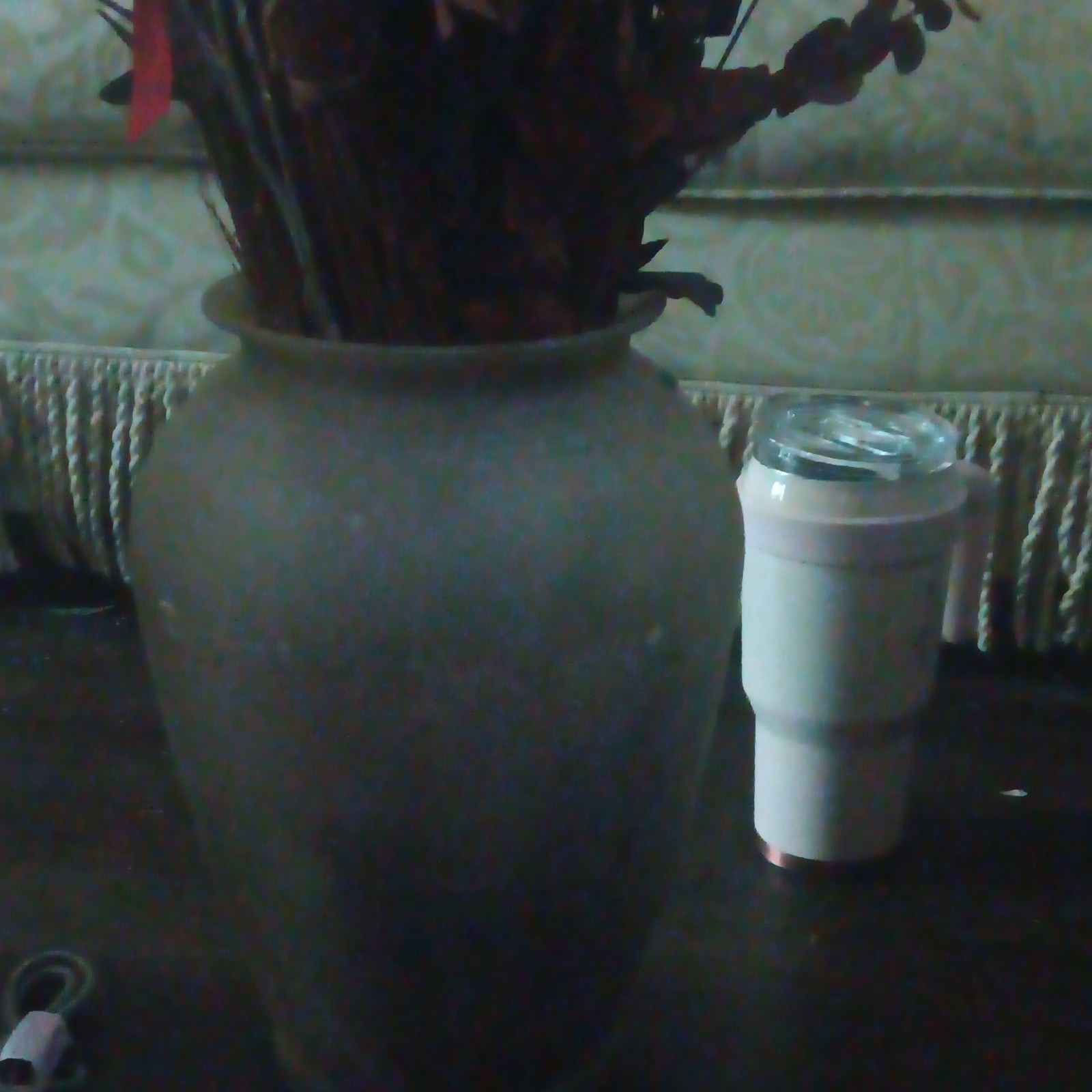 Artificial Mixed Floral Arrangement & Centerpiece in Huge Frosted Glass Vase,