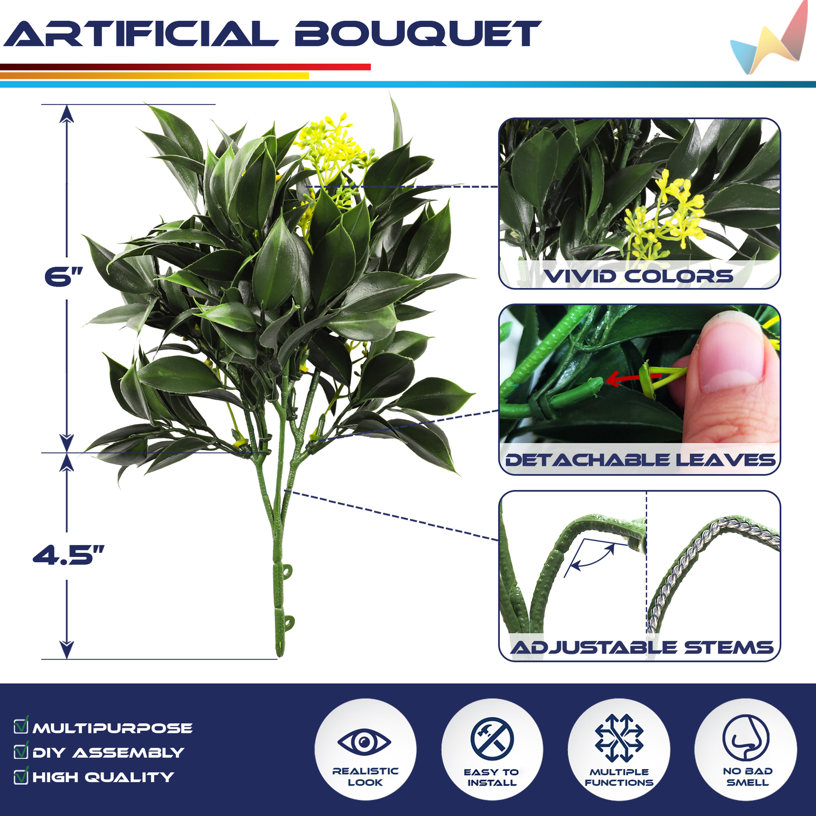 Artificial Flowers Bushes Faux Greenery for Outdoor Wedding Home Party Decor