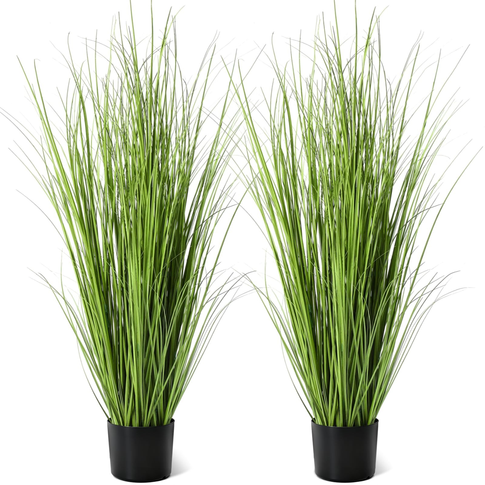 Jexine 2 Pieces 4 ft Tall Artificial Grass Plant Potted Greenery Floor Plants
