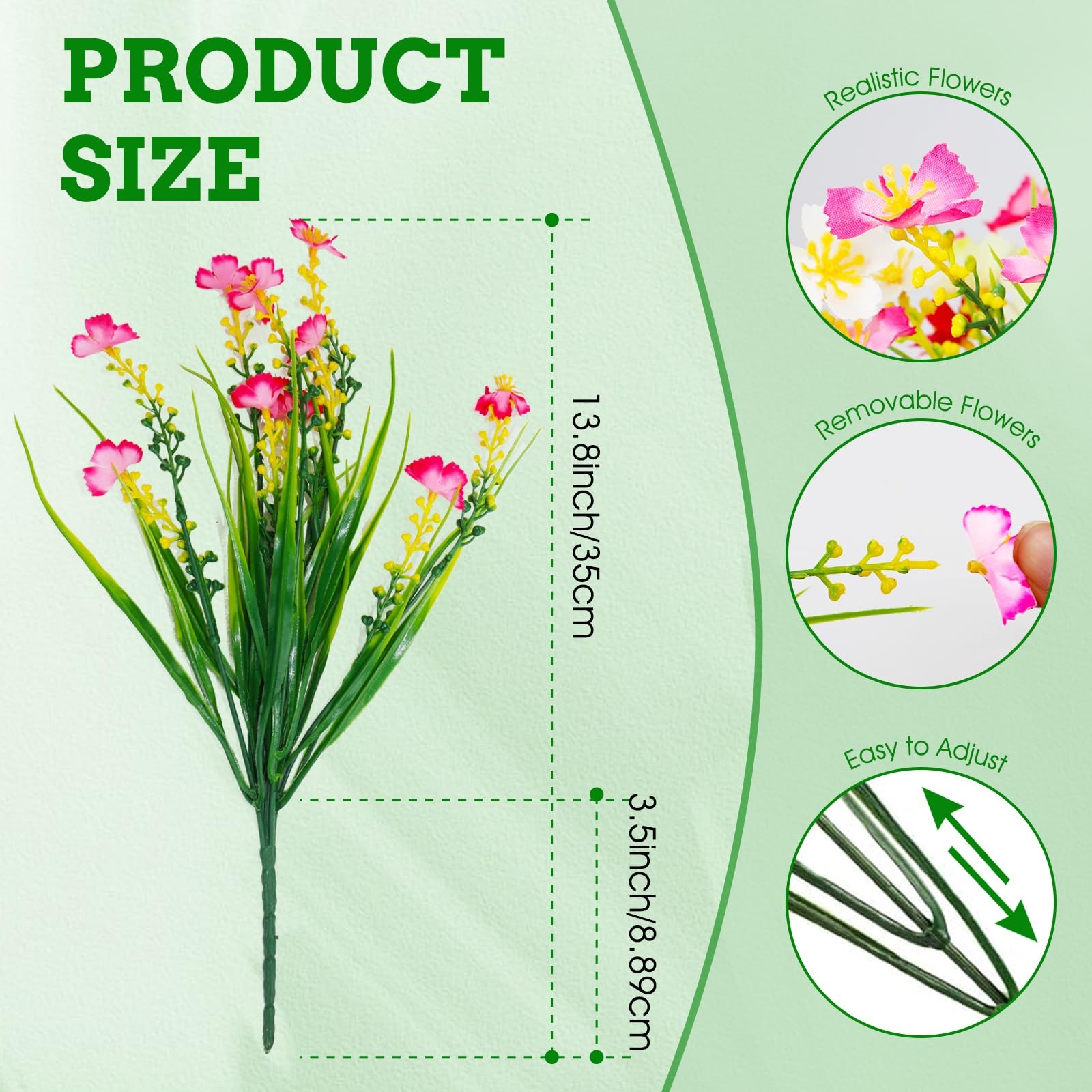 XYBGHFU 12 Bundles Artificial Outdoor Flowers Fake Silk Plants Spring Decorat…