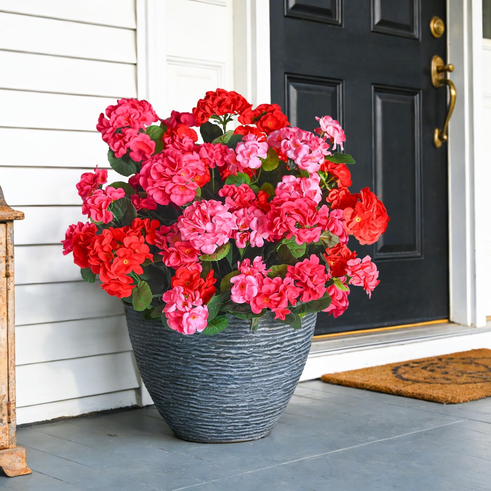 Fake Outdoor Flowers, 6 Pcs Artificial Flowers for Outdoors, Mixed Color Arti…