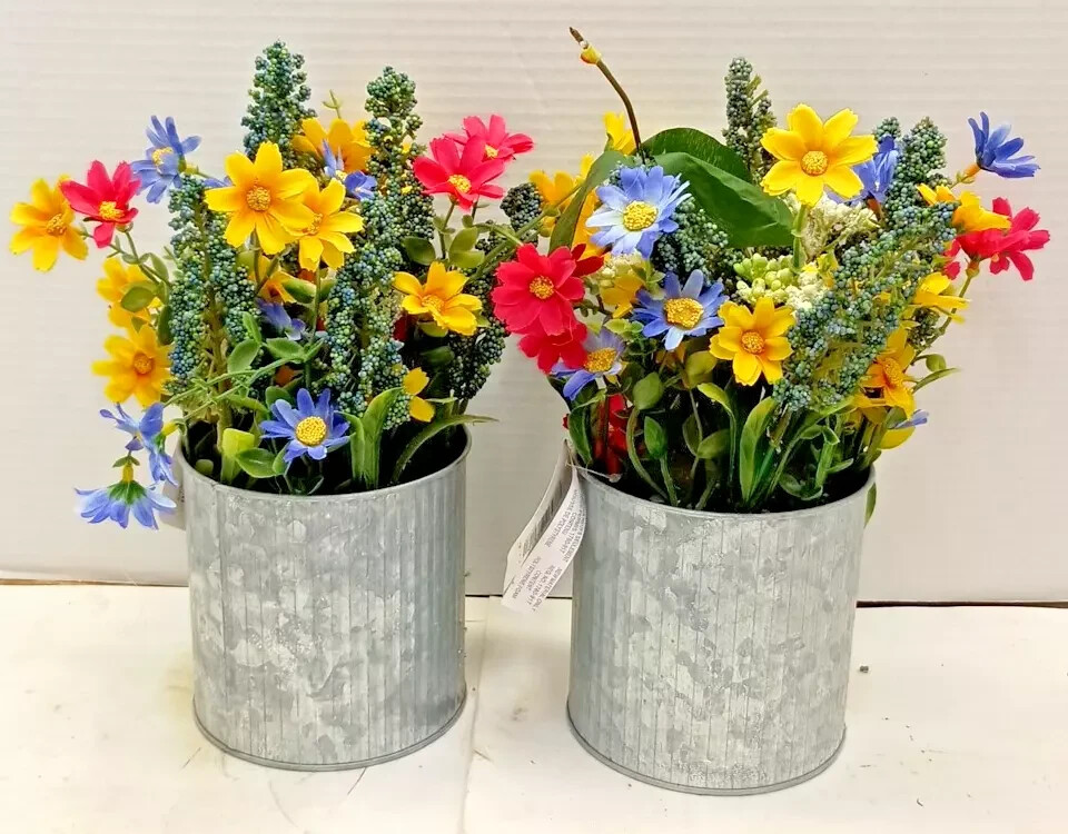 Ashland Artificial Faux Plants Tabletop Centerpiece with 2 Pack Potted Decor
