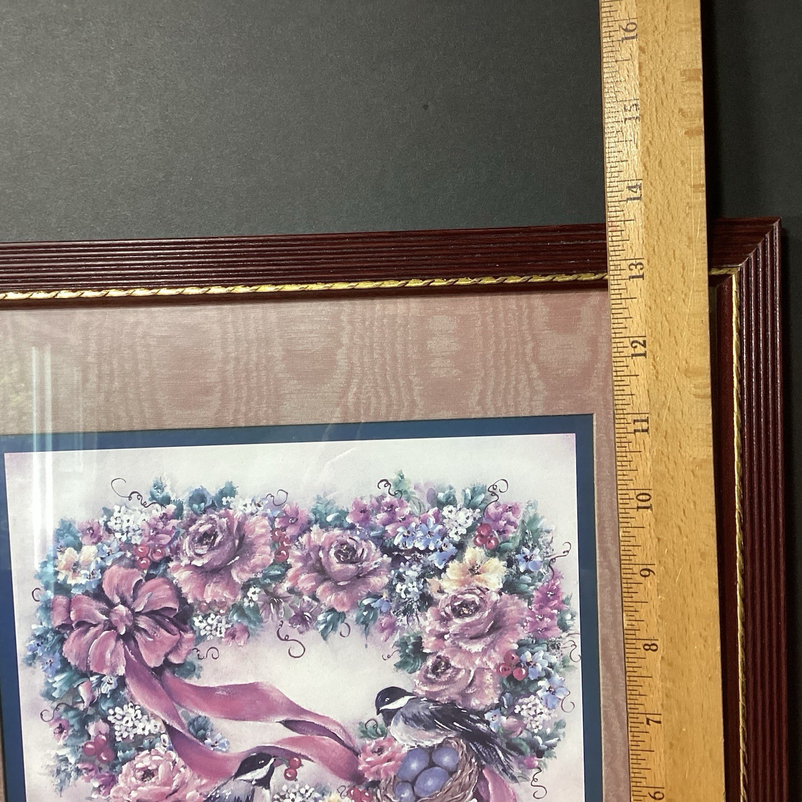 Home Interior Leisha Flower Heart Wreath Birds Nest Picture 13″x13″ cottagecore