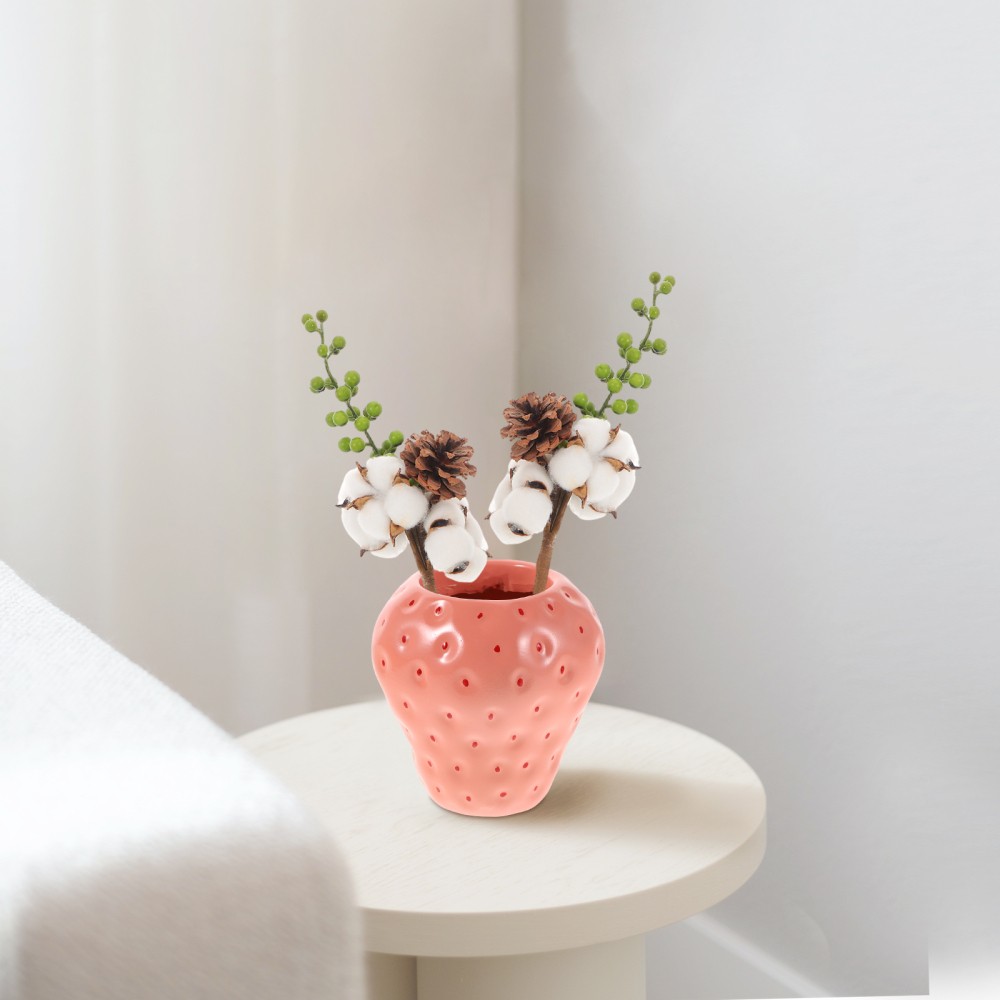 4Pcs Cotton Stem Decor Reusable Golden Faux Flower Stems for Vase Display