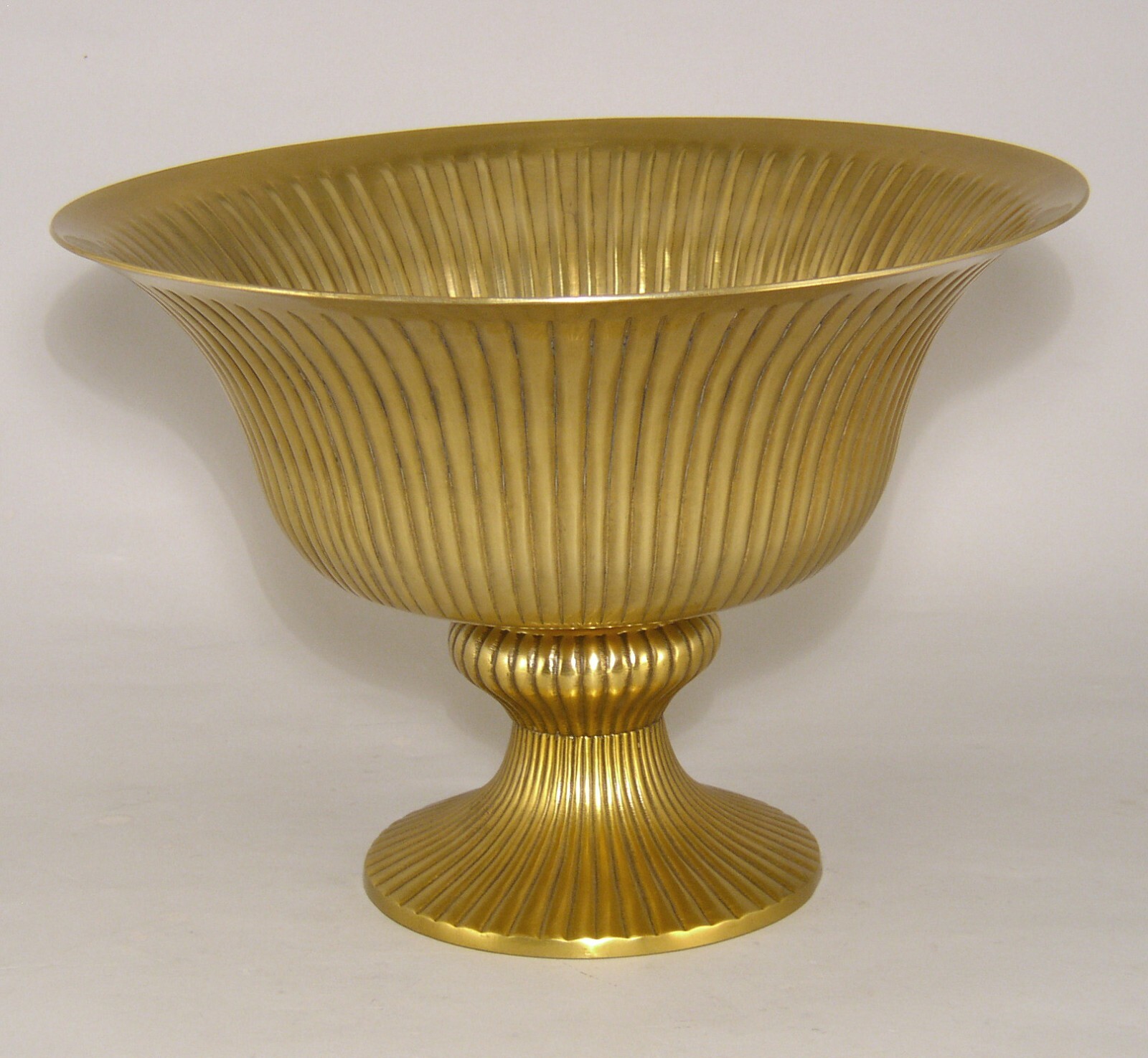 Compote Bowl 12″D 8.5″Hi Revere Gold Finish Aluminm Pedestal Base FREE SHIPING
